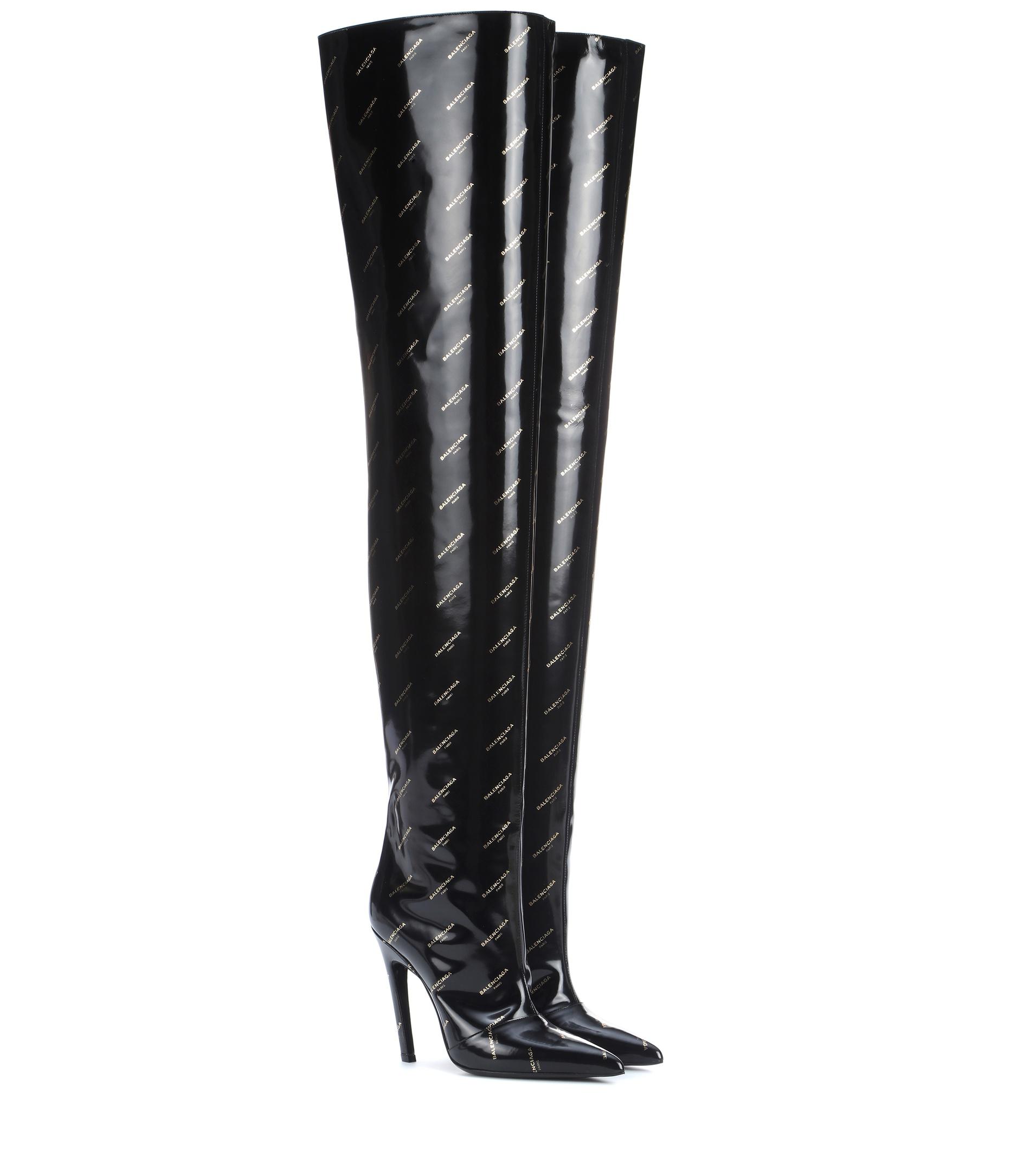 Balenciaga Knife Over-the-knee Leather Boots in Black - Lyst