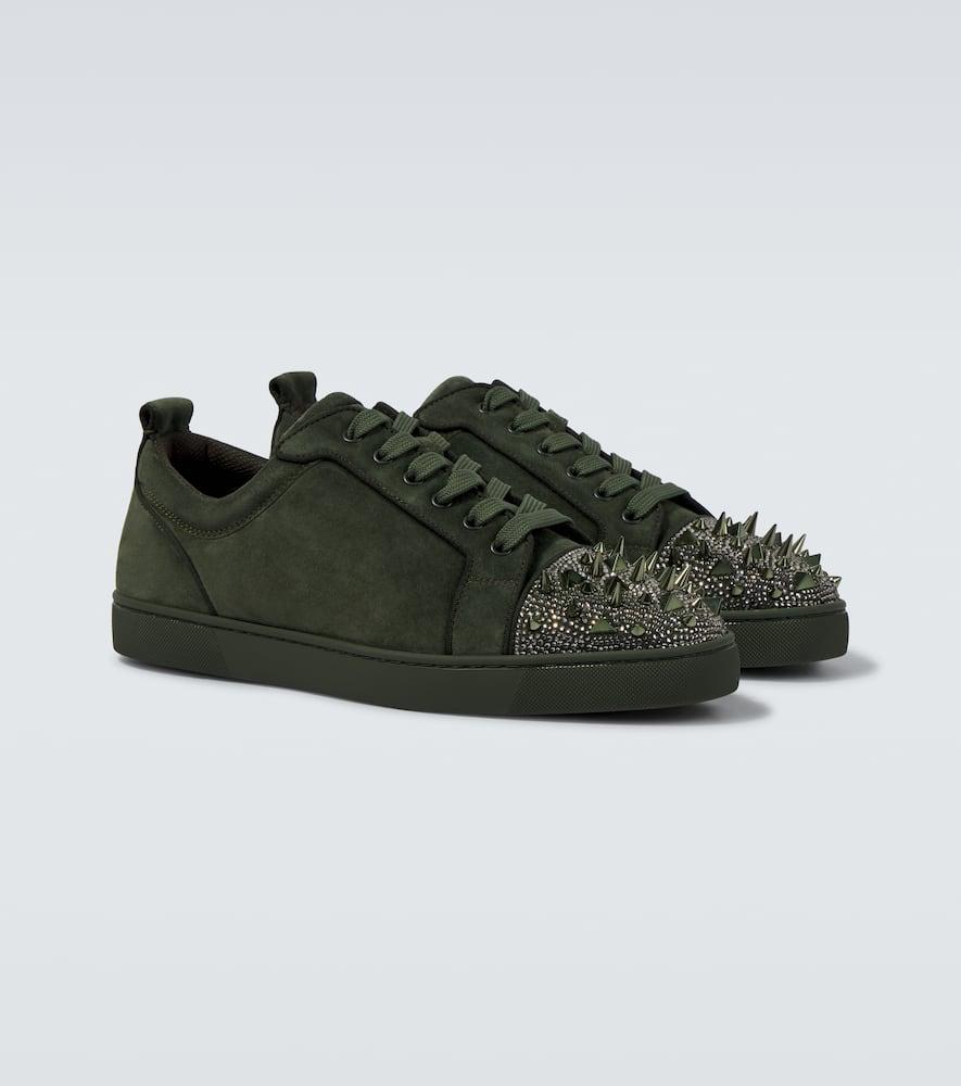 Christian Louboutin Louis Junior Spikes Suede Sneakers in Green