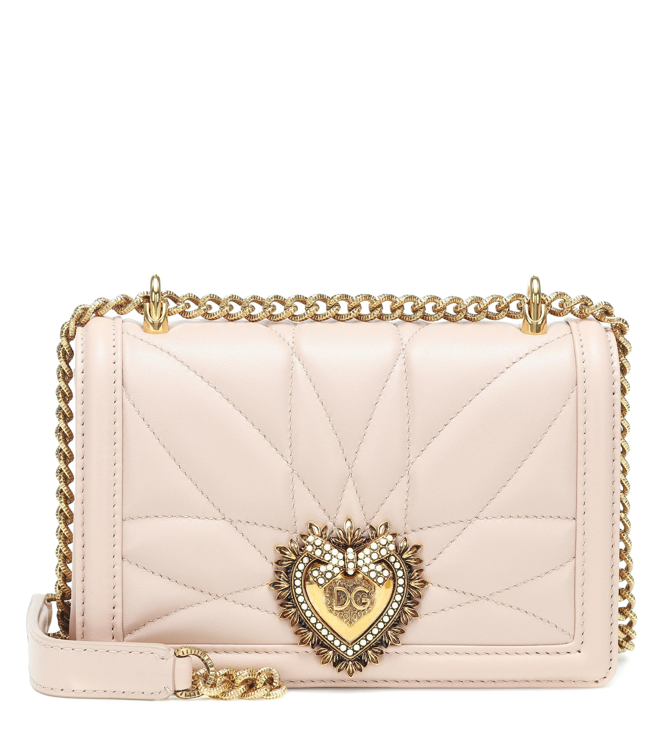 Dolce & Gabbana Devotion Small Leather Shoulder Bag in Pink Lyst
