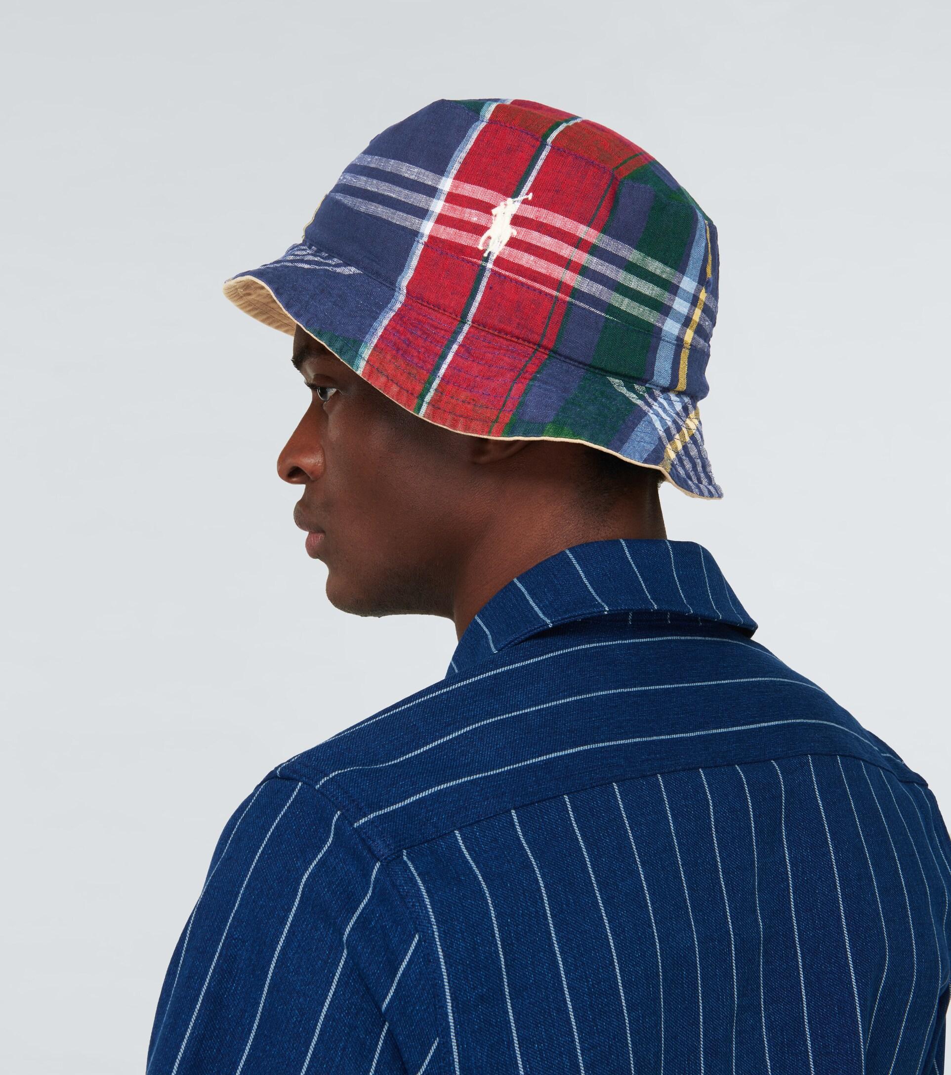 Polo Ralph Lauren Reversible Linen Bucket Hat in Blue for Men | Lyst