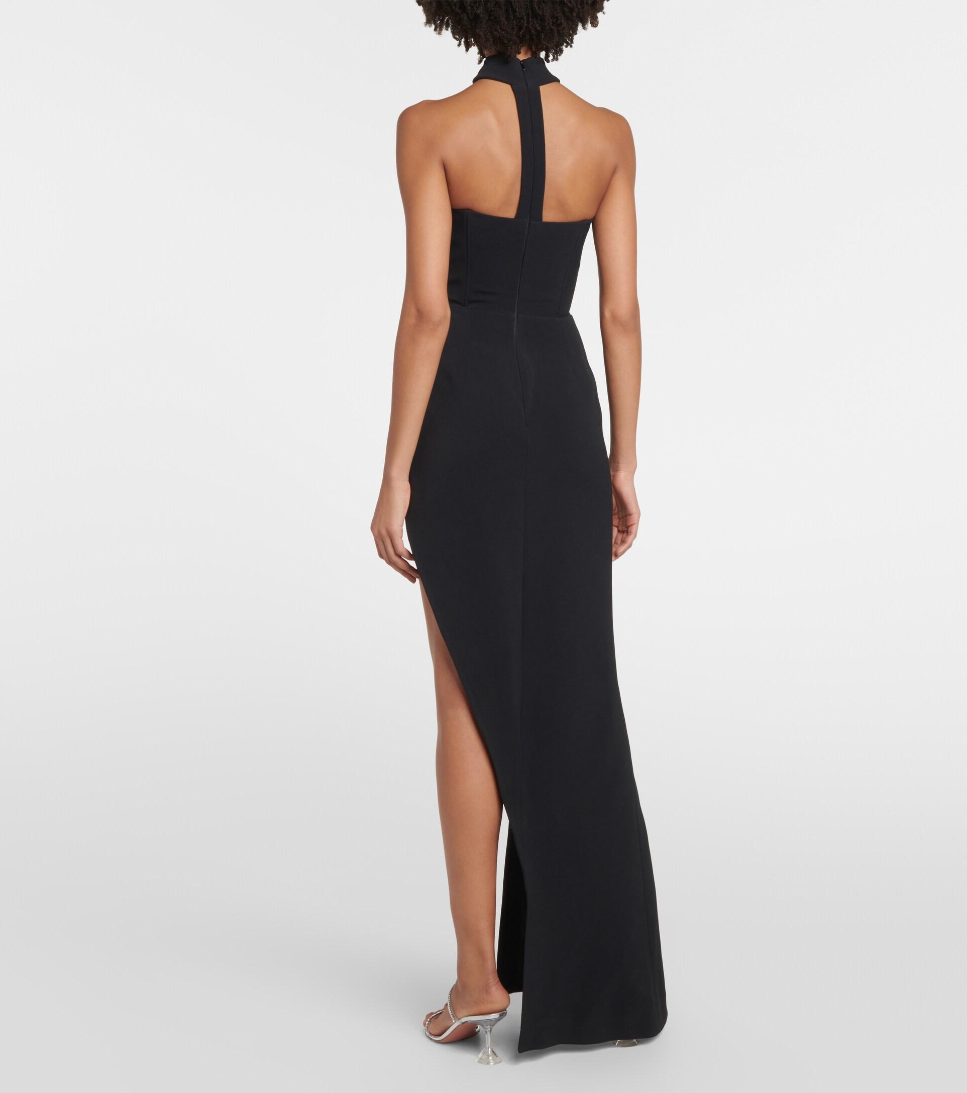 David Koma Black Embellished Evening Dress with Mesh Detailing FR