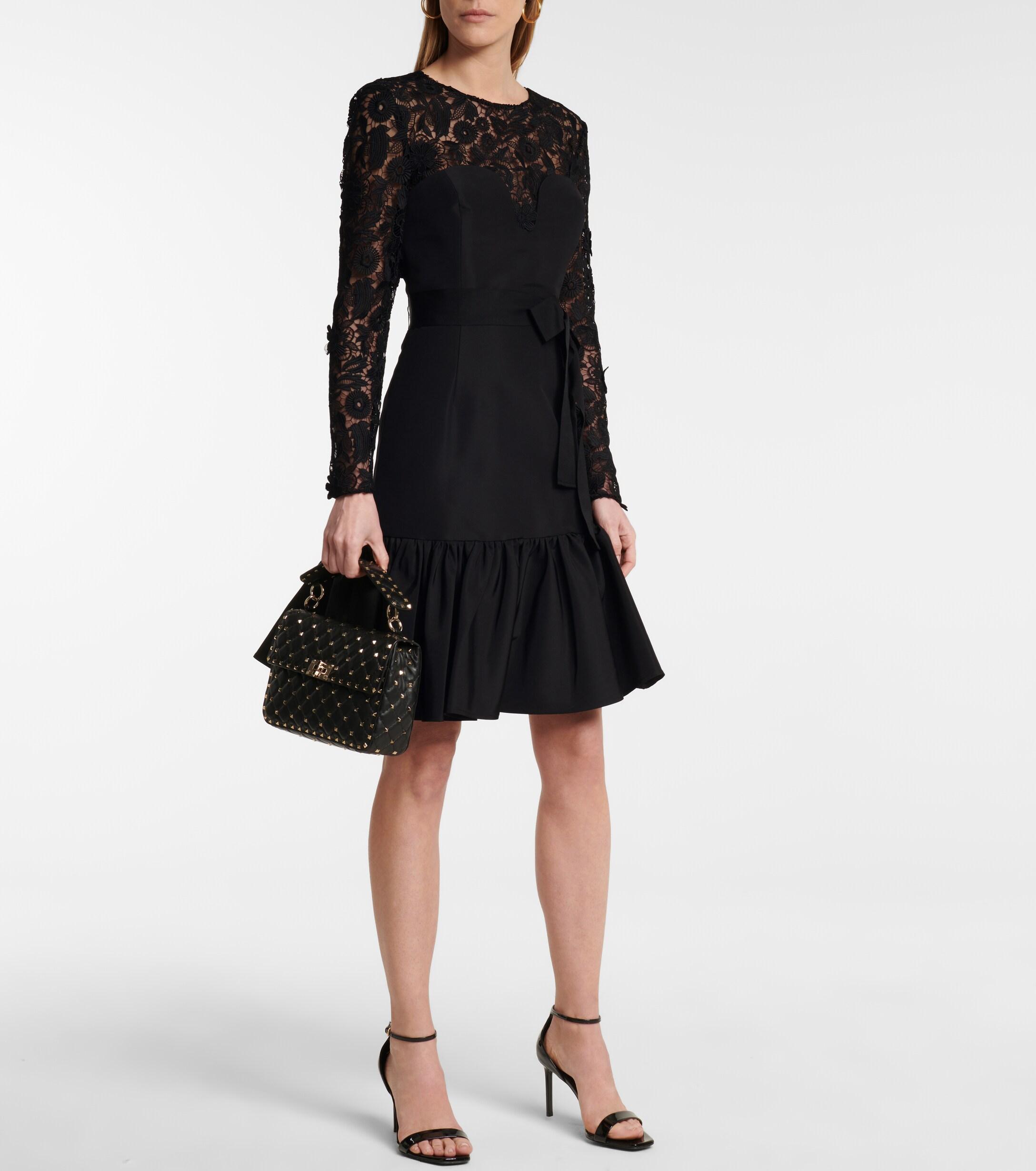 Carolina Herrera Lace-trimmed Silk Taffeta Minidress in Black | Lyst  Australia