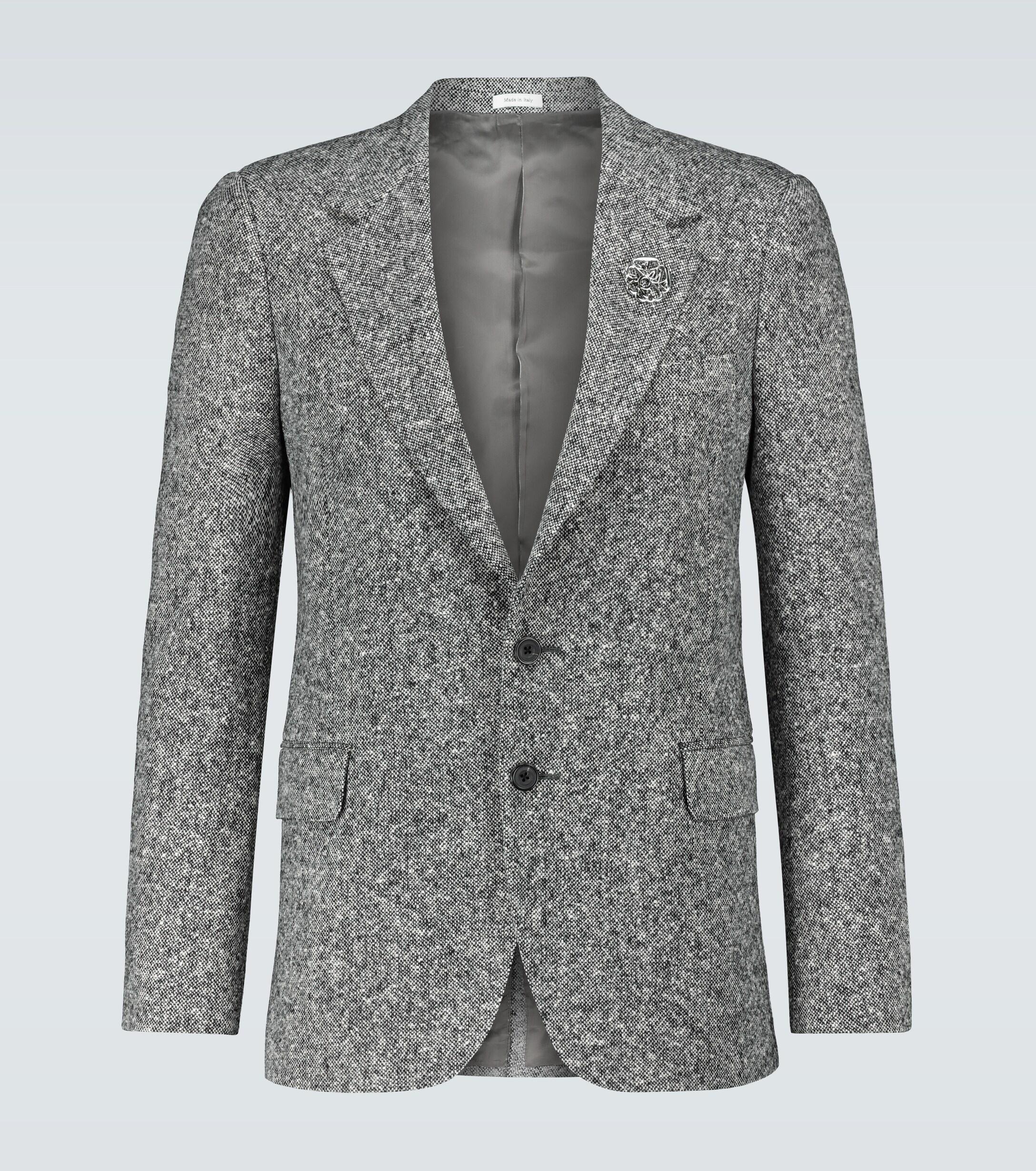 Alexander McQueen Salt And Pepper Tweed Blazer in Grey (Gray) for Men ...