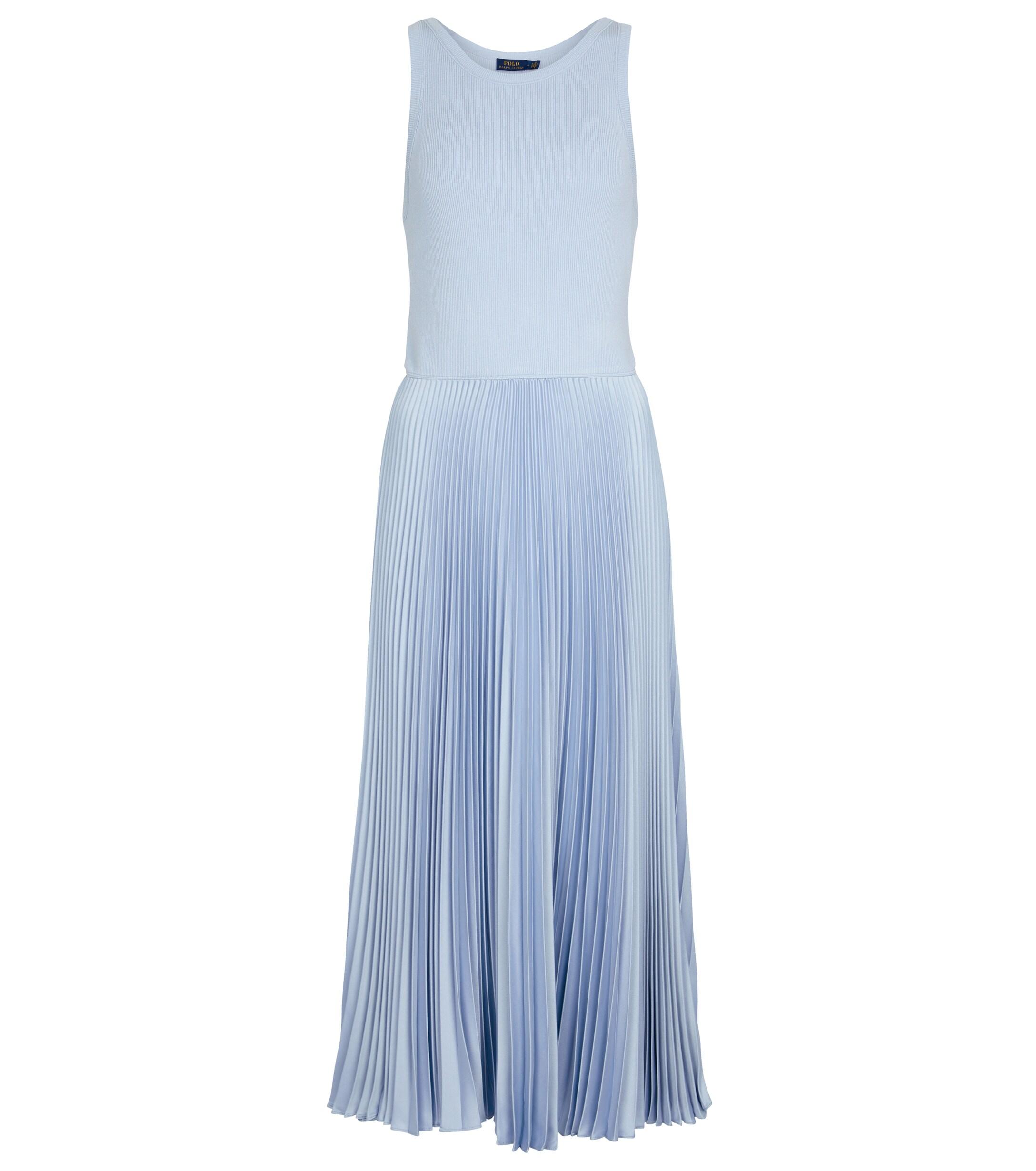 Polo Ralph Lauren Pleated Midi Dress in Blue | Lyst