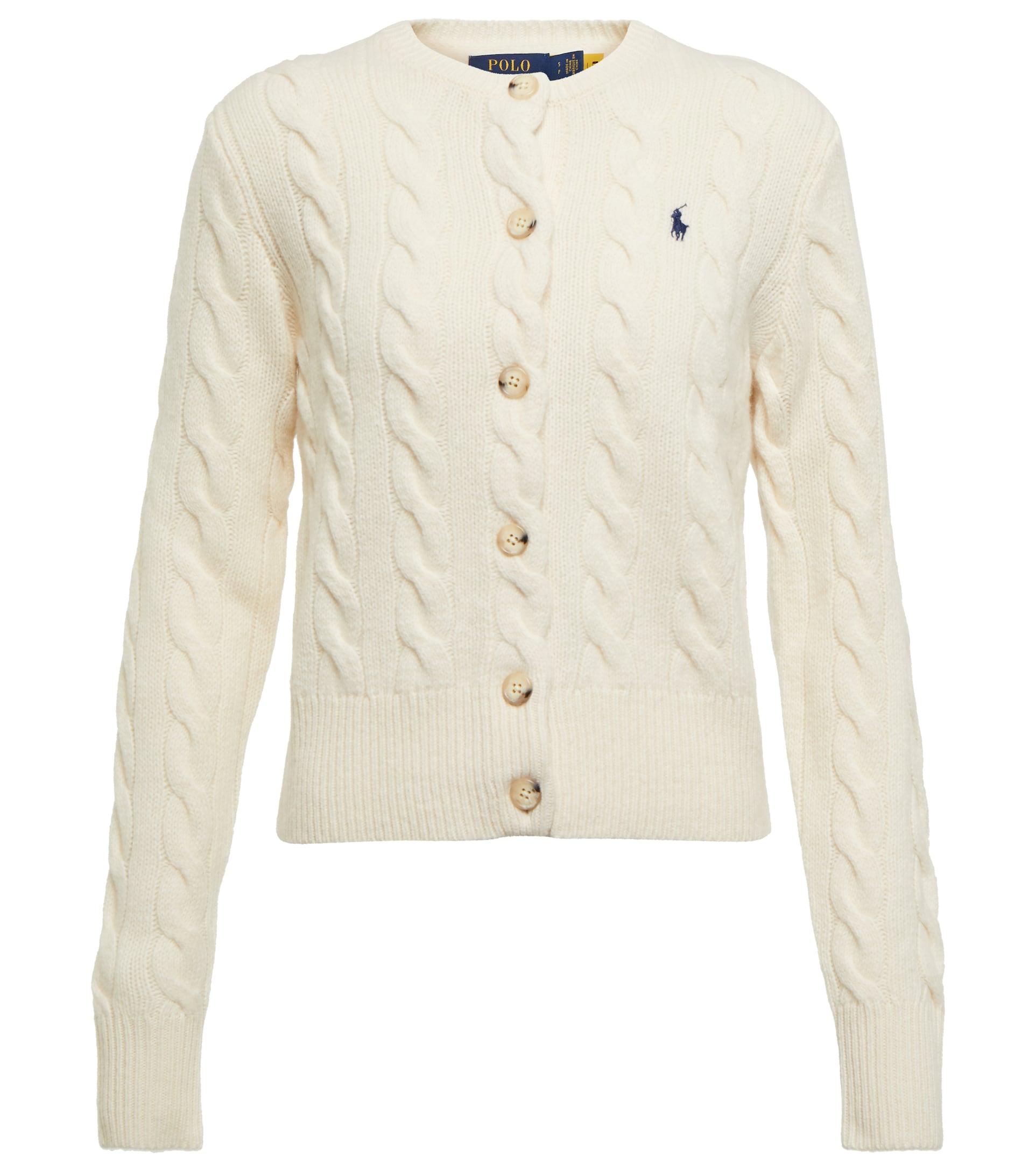 Kruik Intrekking Hoogte Polo Ralph Lauren Cable-knit Wool And Cashmere Cardigan in White | Lyst