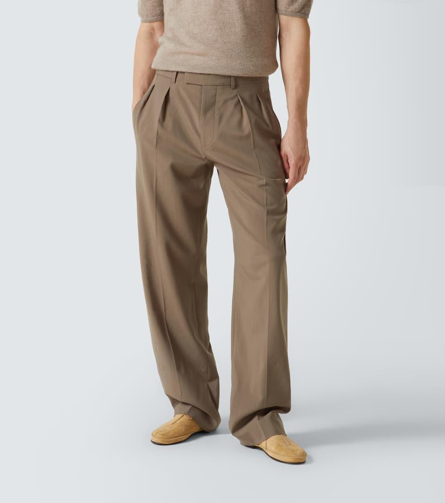 The Row Mikeno Wool Wide-Leg Pants in Natural for Men | Lyst