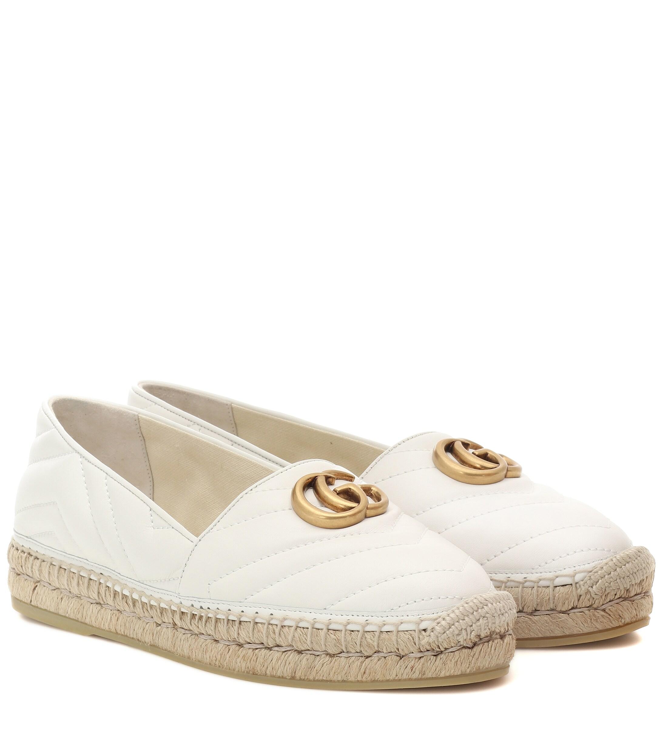 Gucci Pilar Quilted Leather Flatform Espadrilles in White | Lyst