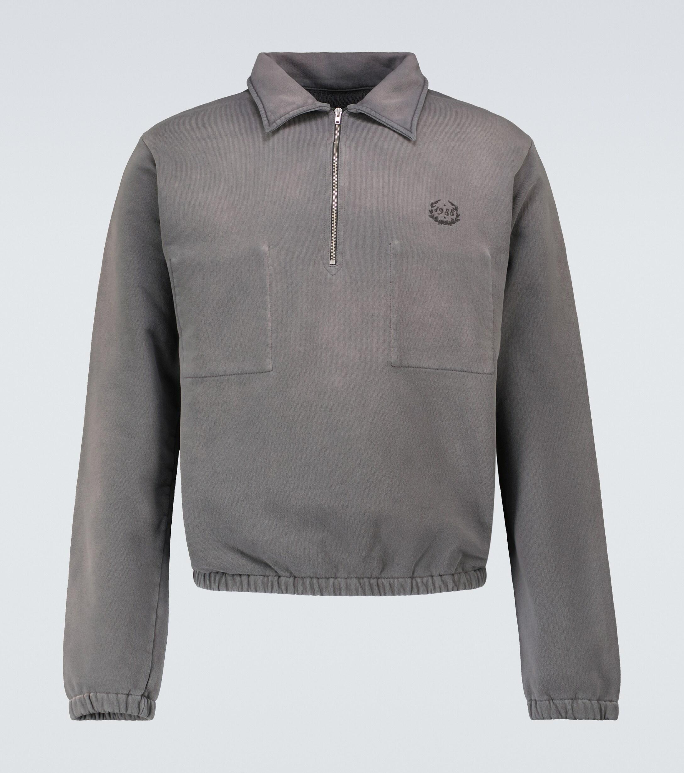 Maison Margiela Cotton Blouson Men Half-zipped Gray in Sweater | Lyst for