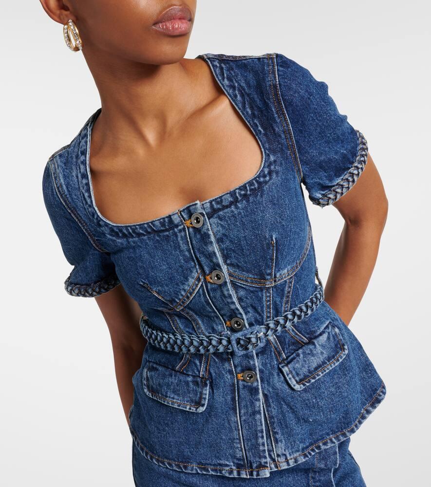 Self-Portrait Denim Midi Dress in Blue | Lyst Canada