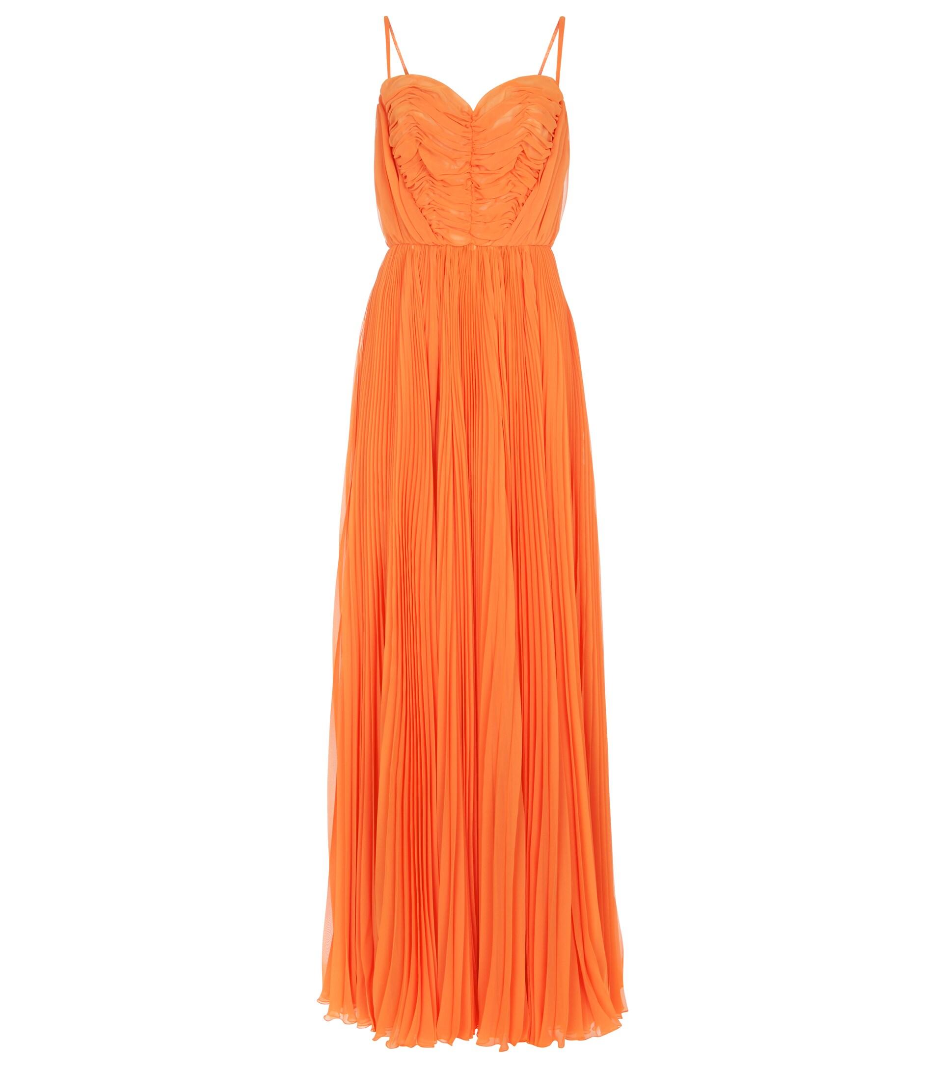 Dolce & Gabbana Pleated Chiffon Gown in Orange | Lyst