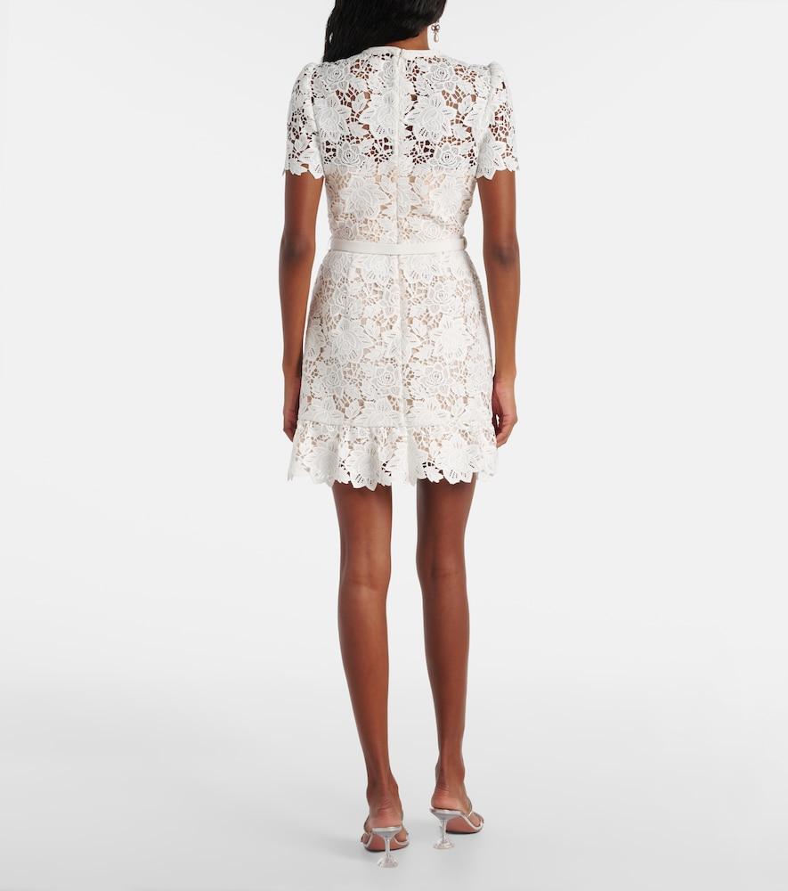 Self-Portrait Floral Lace Minidress in White | Lyst