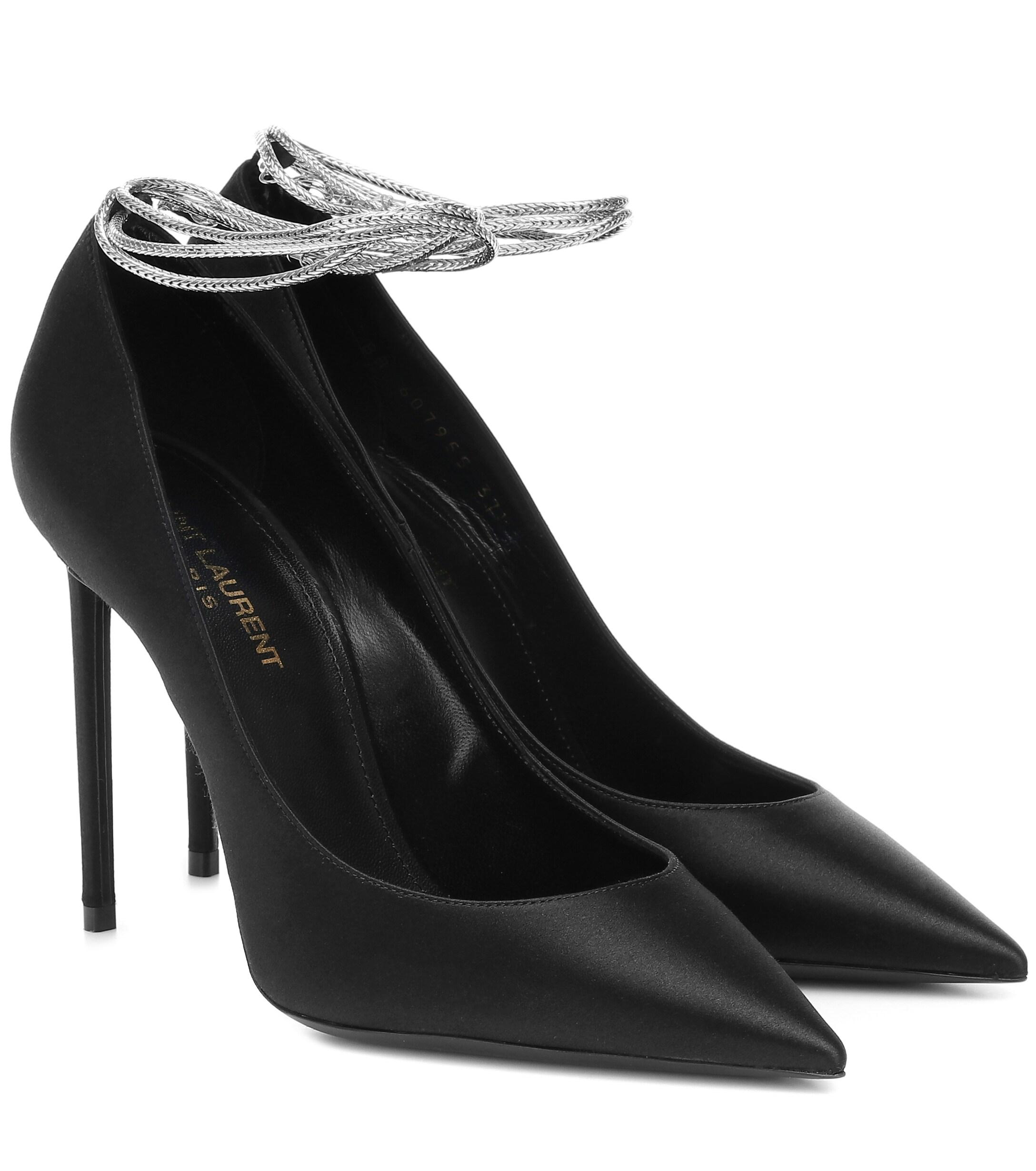 Saint Laurent Zoe 105 Satin Pumps in Black - Lyst