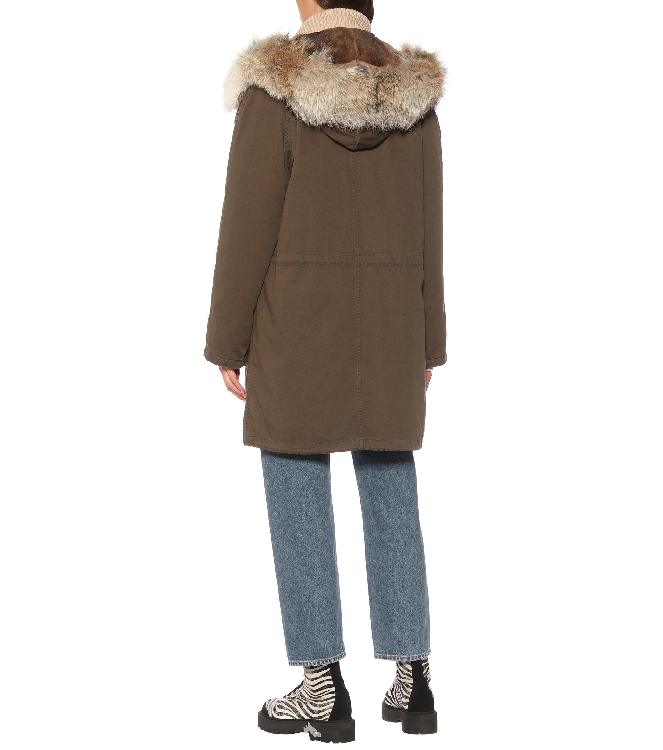 Yves Salomon Army Fur-trimmed Cotton Parka in Green - Lyst