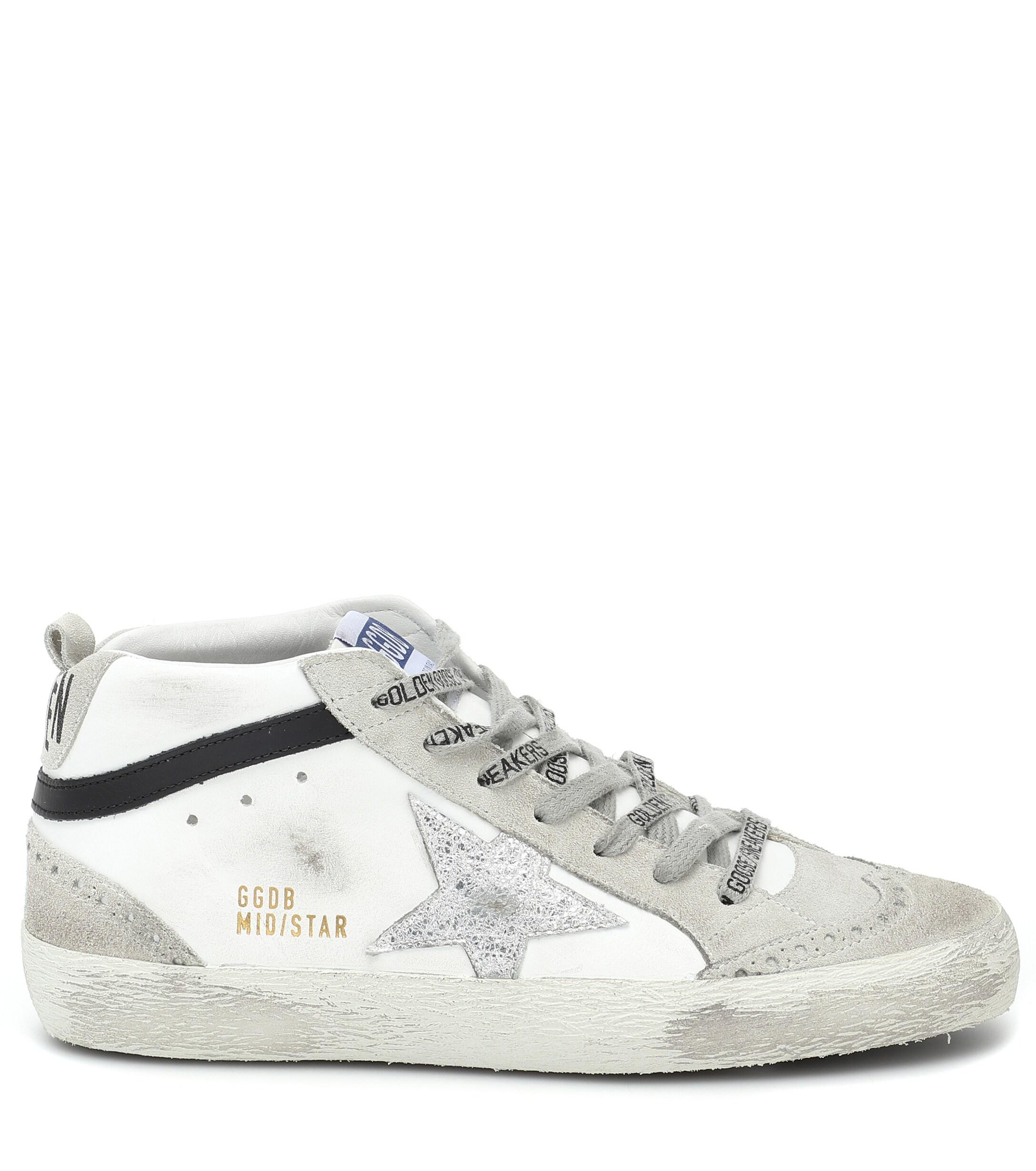 Golden Goose Deluxe Brand Goose Mid Star Leather Sneakers in White - Lyst