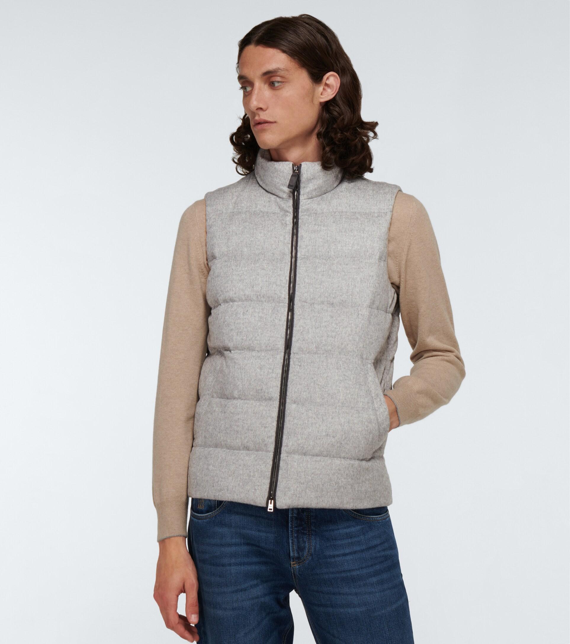 Herno Silk And Cashmere-blend Gilet in Gray for Men | Lyst