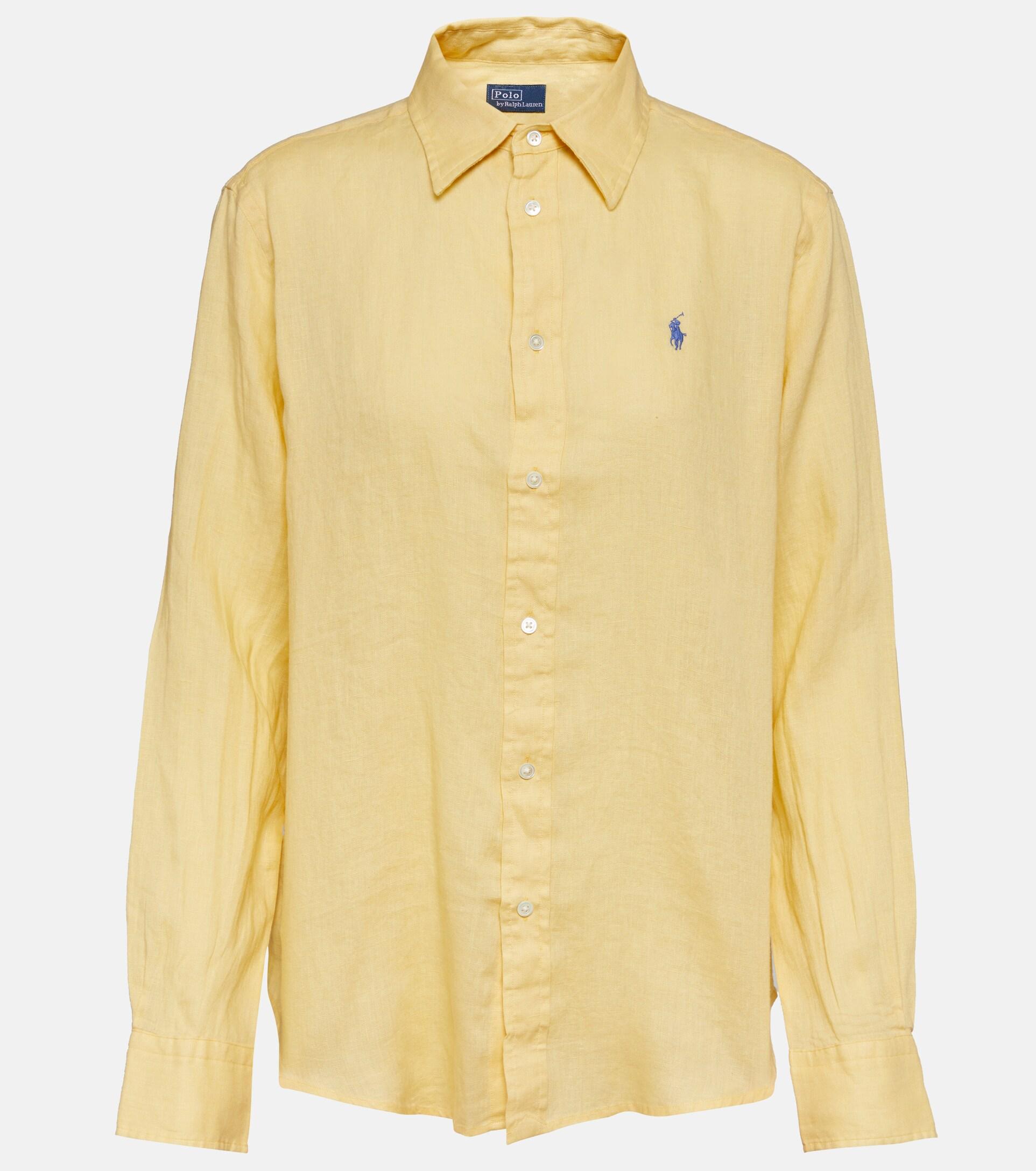 Polo Ralph Lauren Linen Shirt in Yellow Lyst