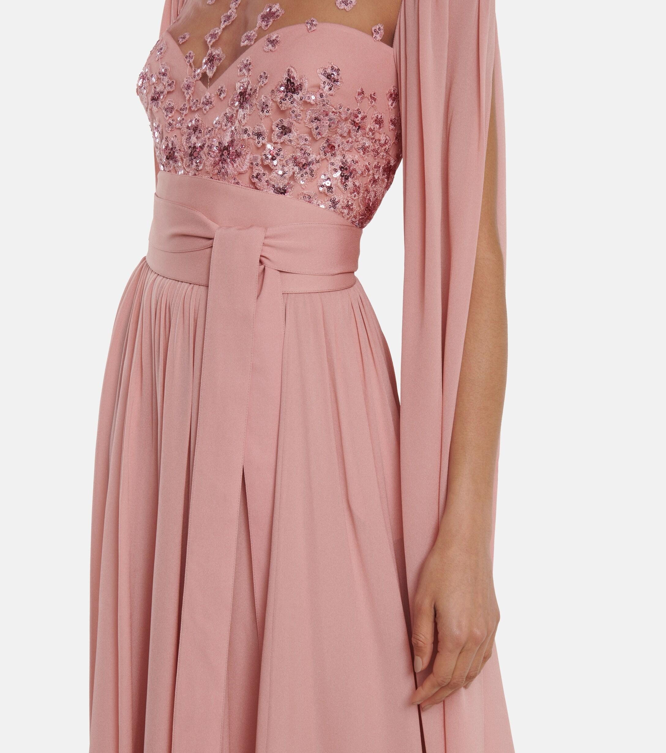 Elie Saab logo-appliqué maxi dress - Pink