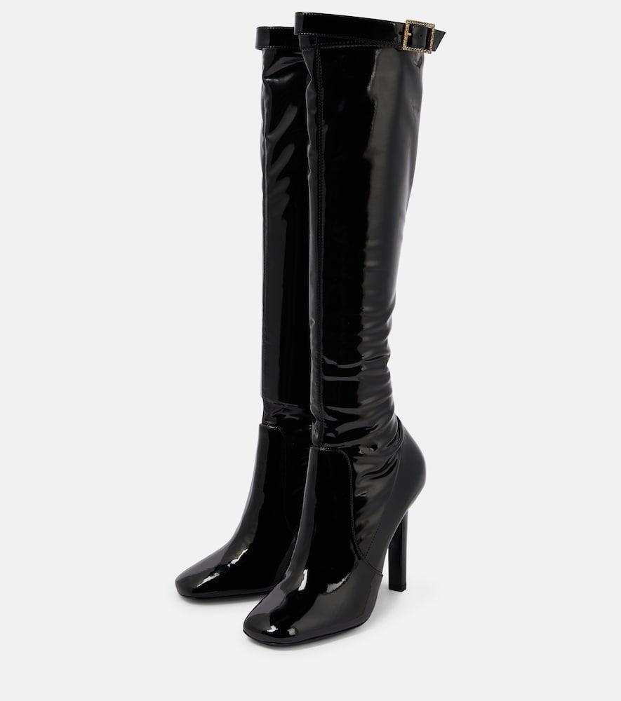 Saint Laurent Elle 105 Embellished Knee-high Boots in Black | Lyst
