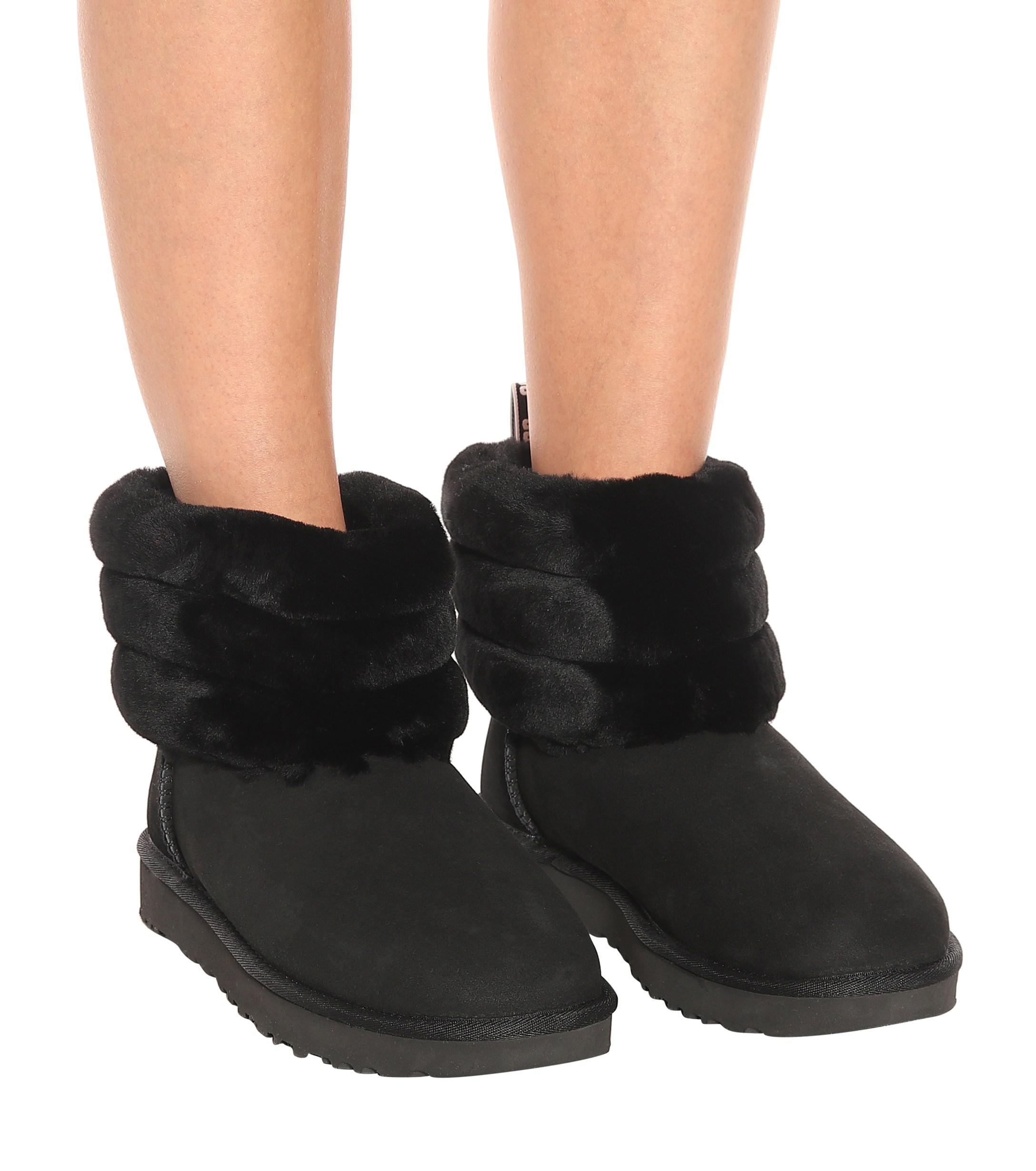 UGG Suede W Fluff Mini Quilted Black | Lyst