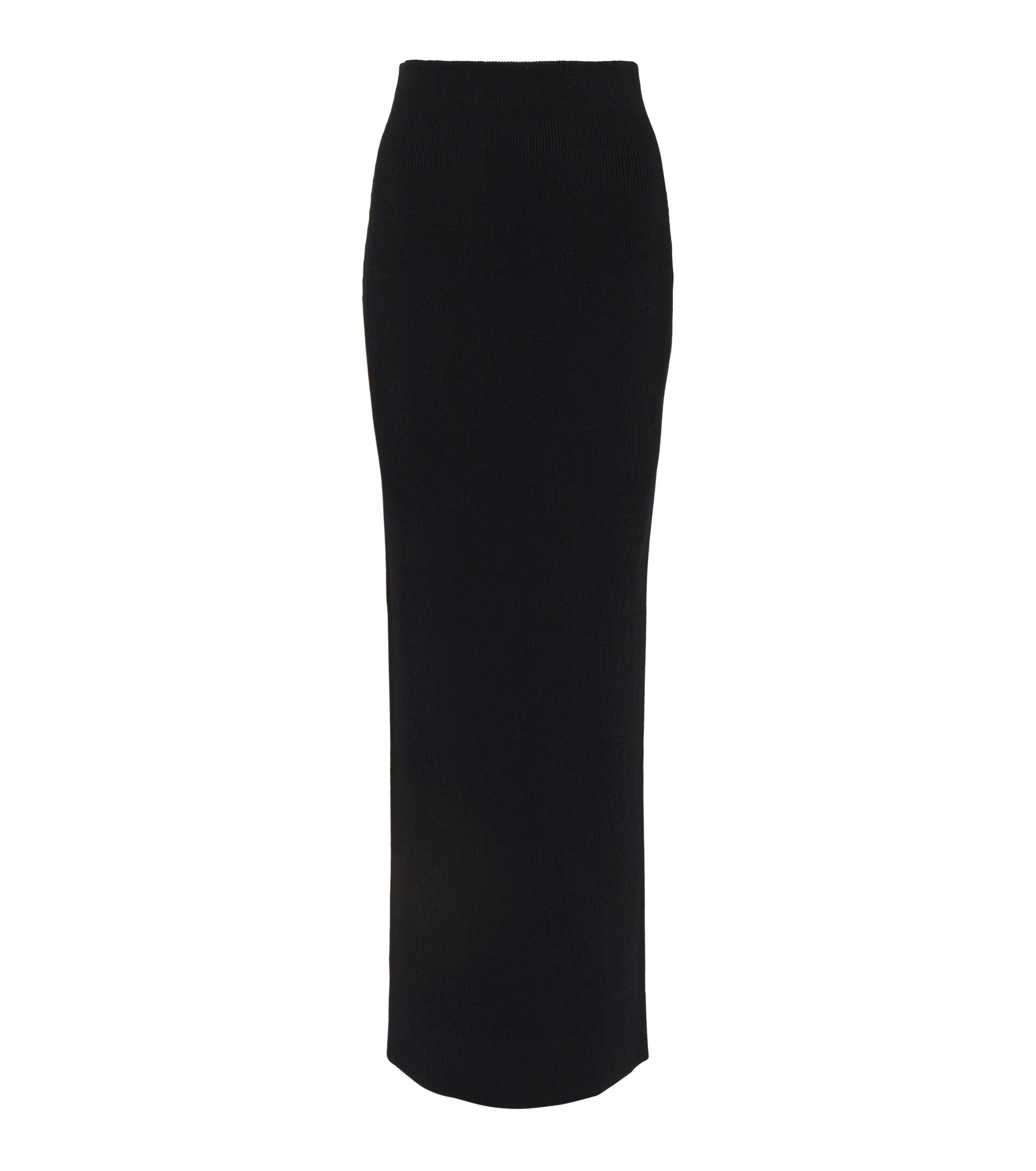 Self-Portrait Ribbed-knit High-rise Maxi Skirt in Black | Lyst