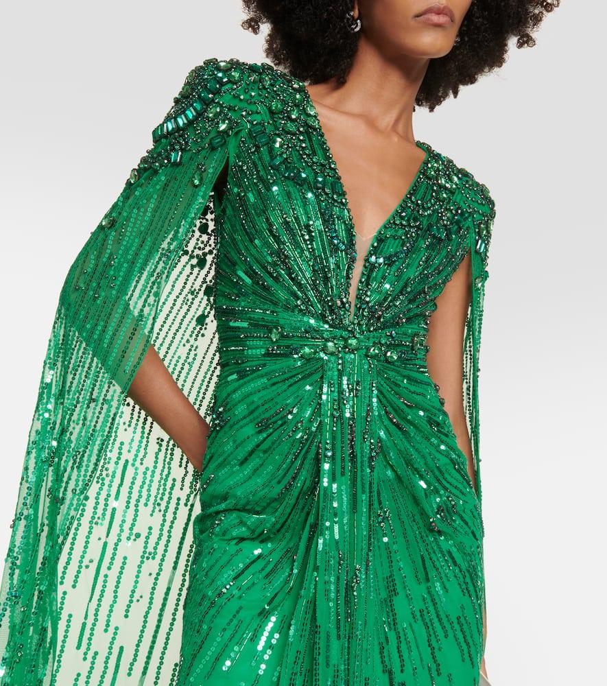 green dress lady at inauguration Gold Rush Floor-Length Dress main image 1