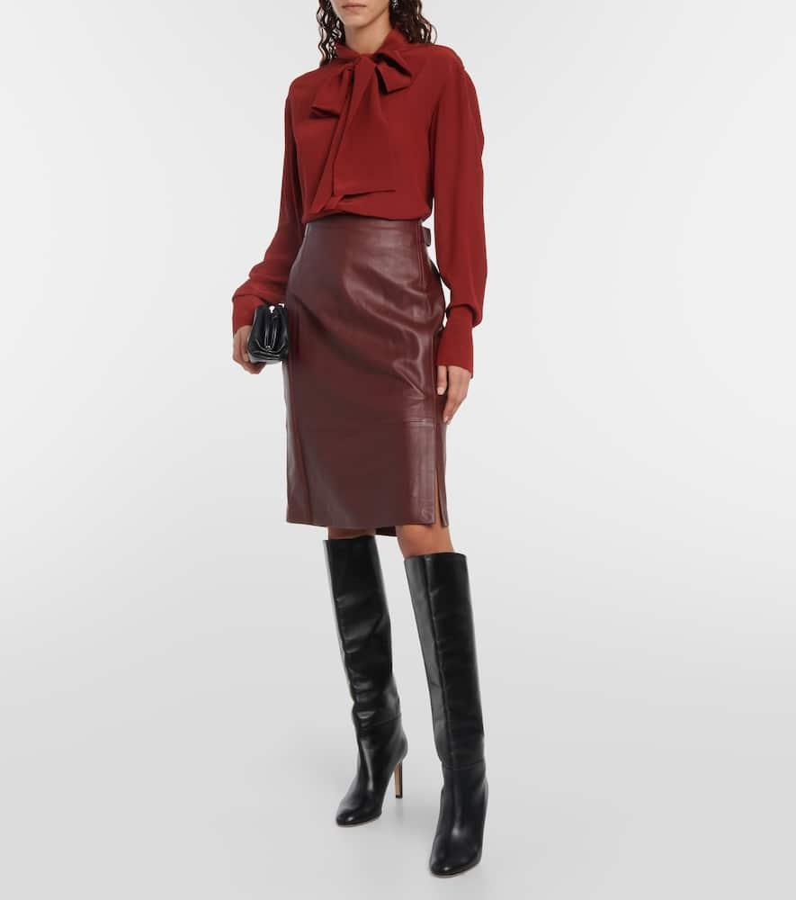 Vince leather skirt brown cheap