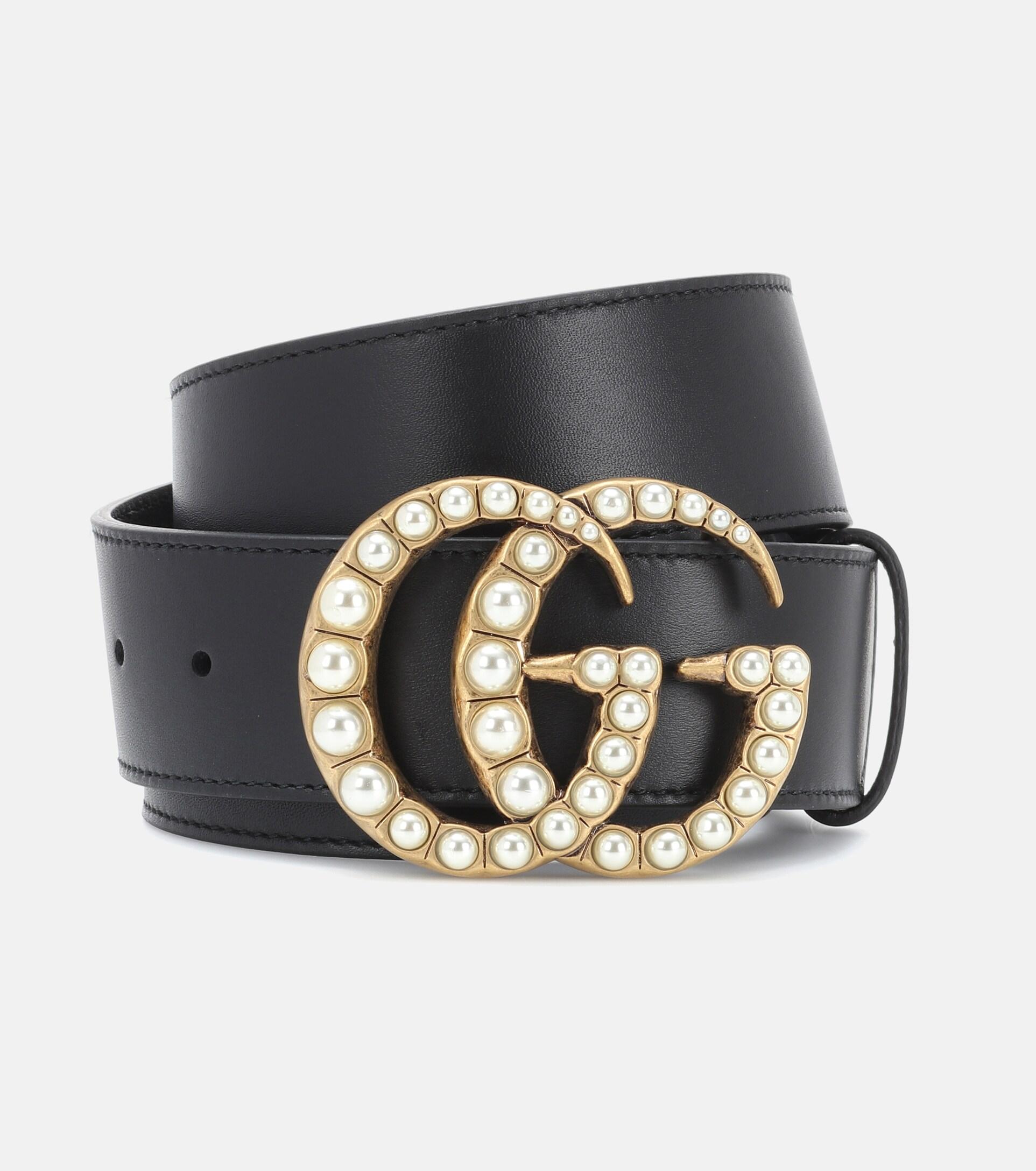 Gucci GG Embellished Leather Belt | Lyst