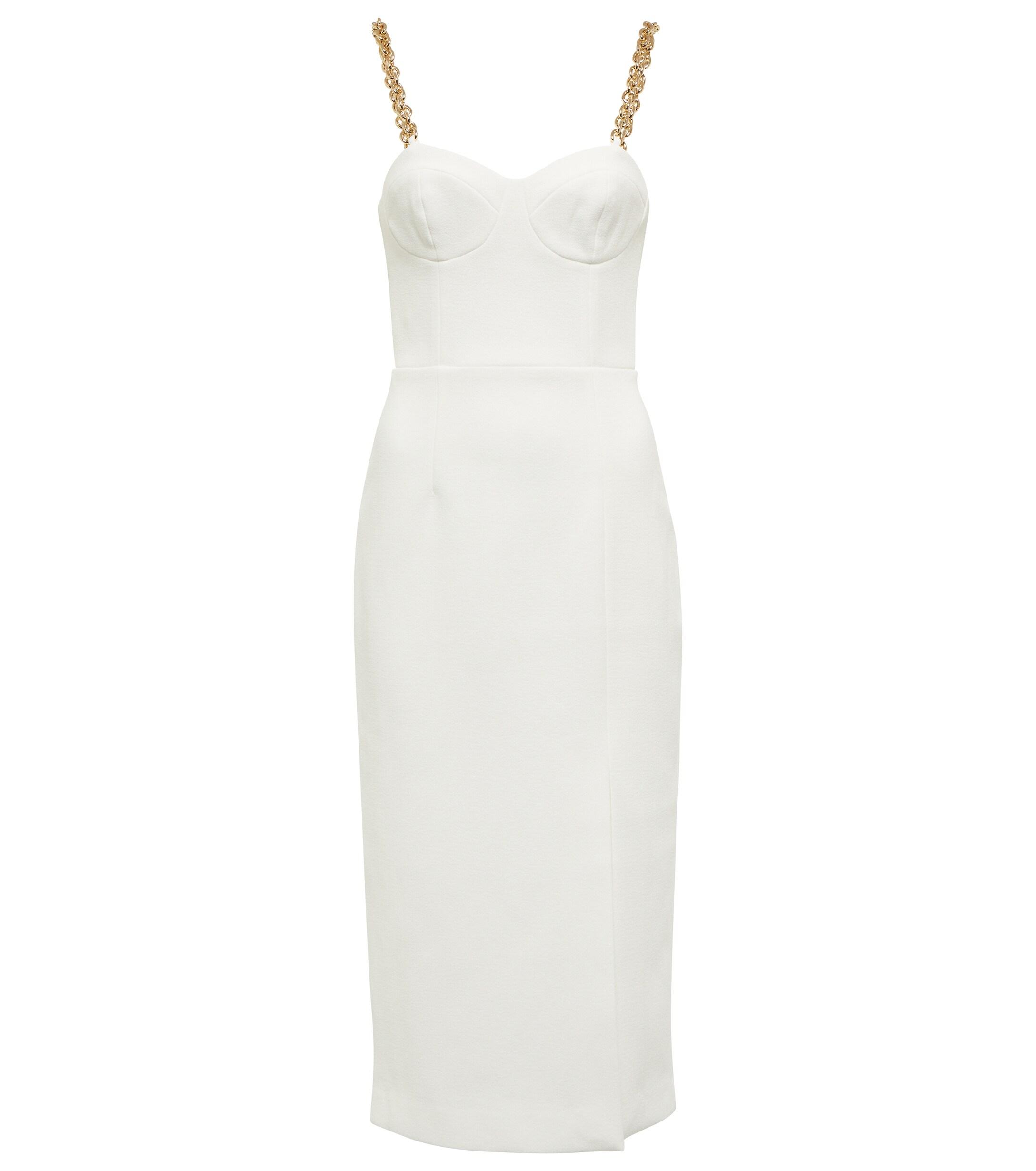 Rebecca Vallance Synthetic Pierson Crêpe Midi Dress in White | Lyst UK