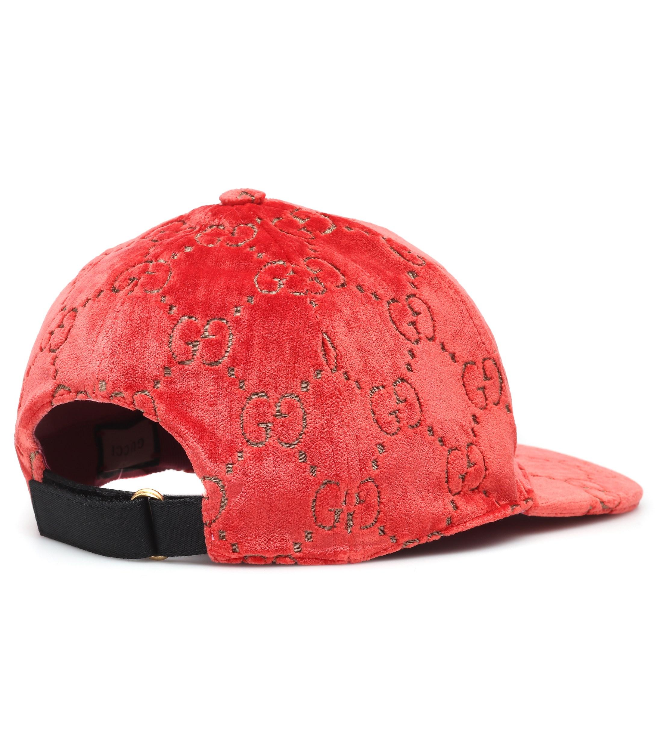 Gucci GG Velvet Baseball Cap in Red - Lyst