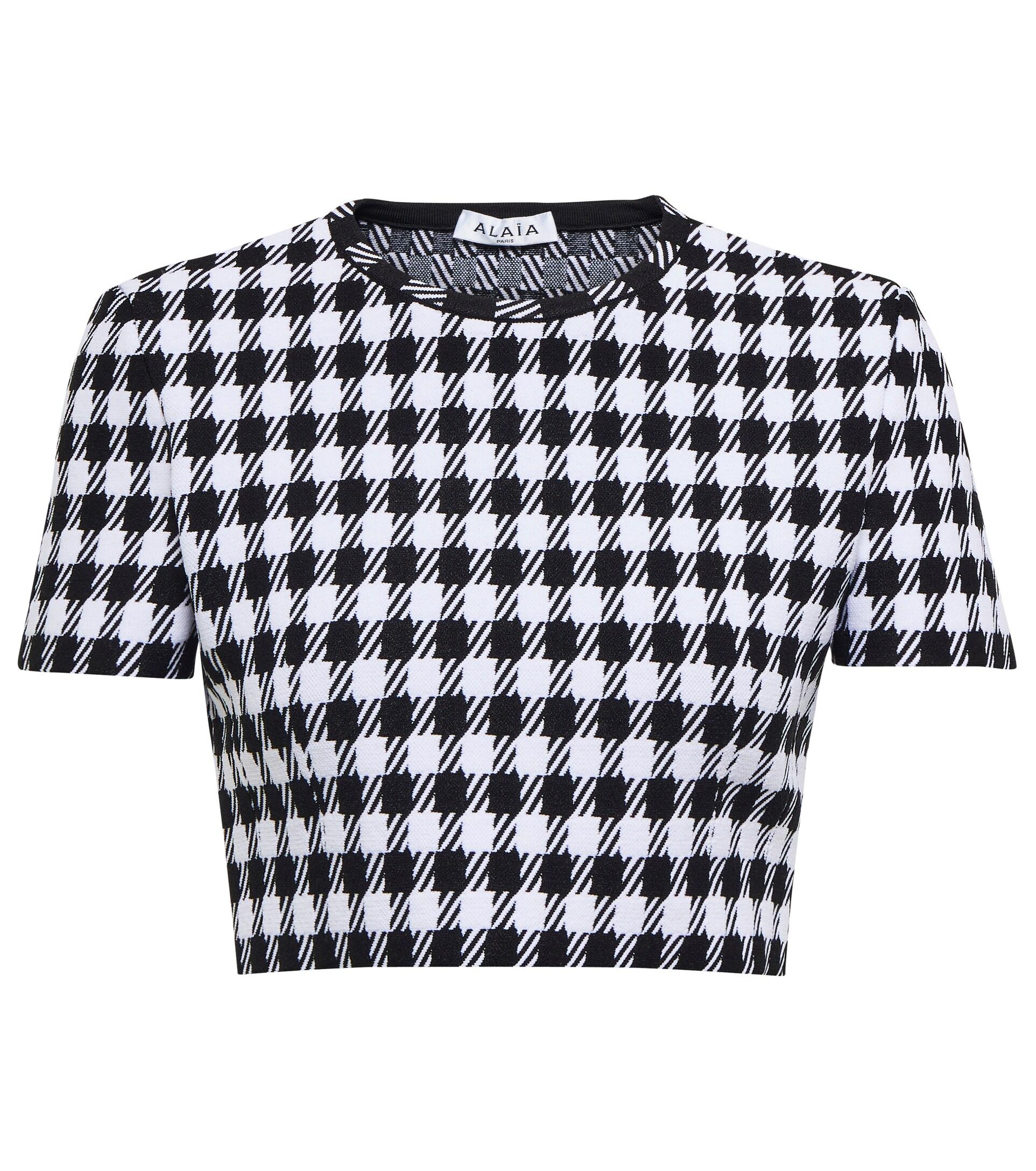 Alaïa Synthetic Houndstooth Cropped Top | Lyst