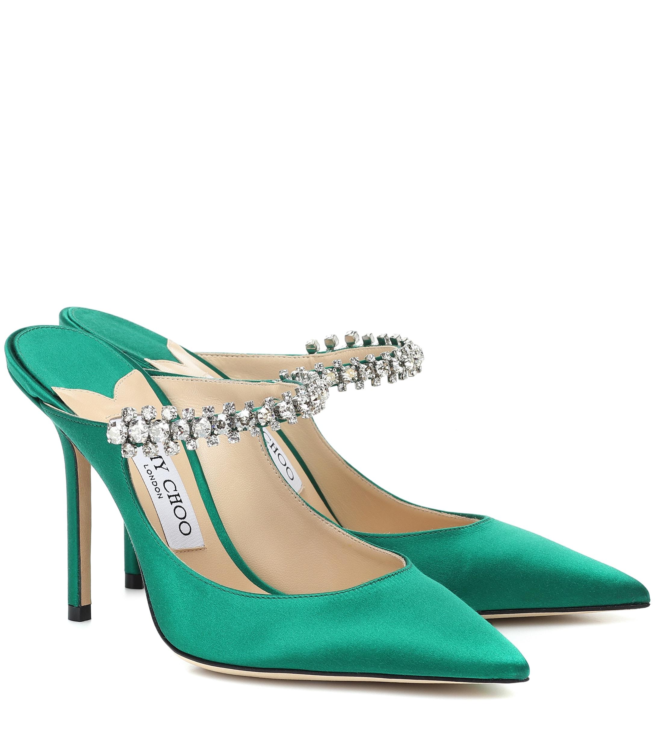 Jimmy Choo Exclusive To Mytheresa – Bing 100 Satin Mules in Green - Lyst