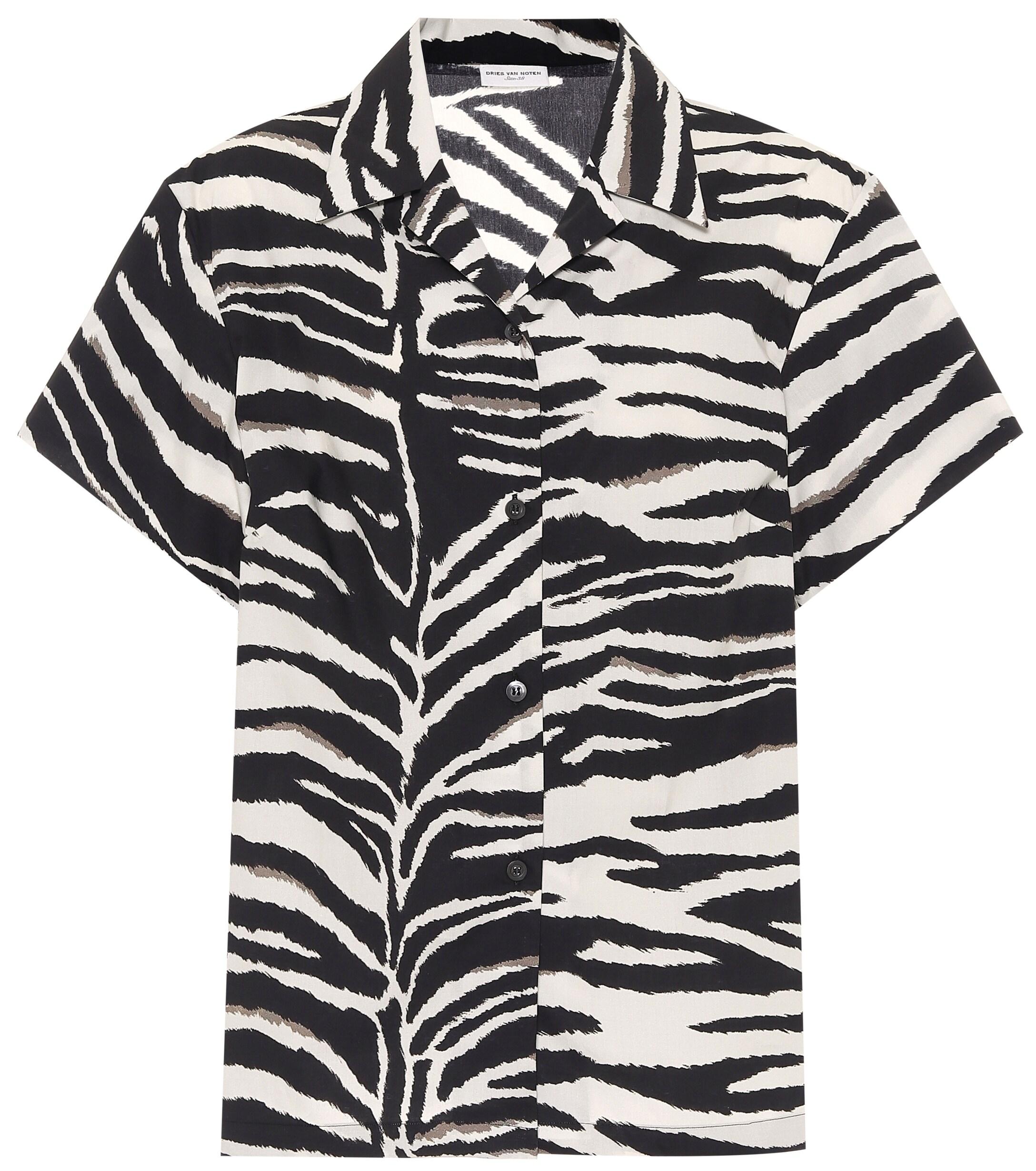 Dries Van Noten Zebra-print Cotton Poplin Shirt in Black - Lyst