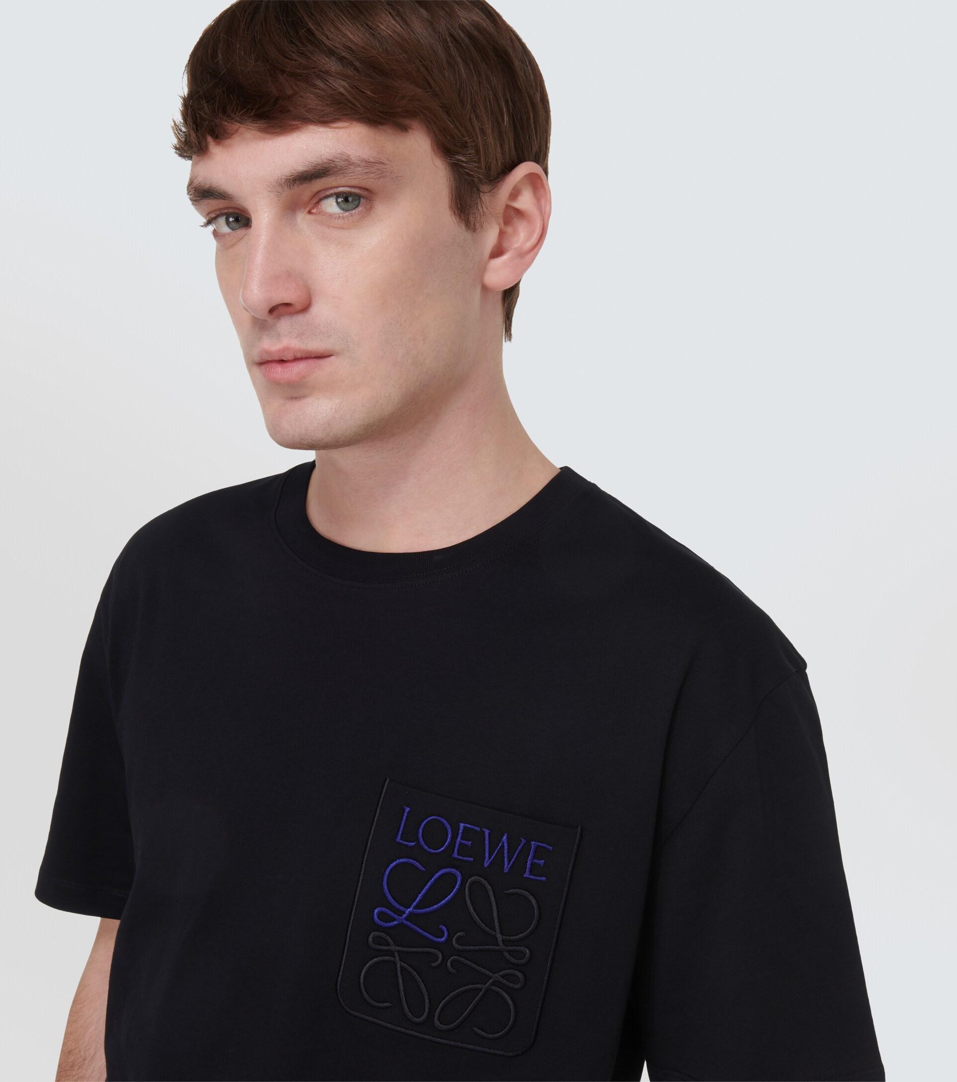 Loewe logo-embroidered Cotton-jersey T-Shirt - Men - Black T-shirts - Xs