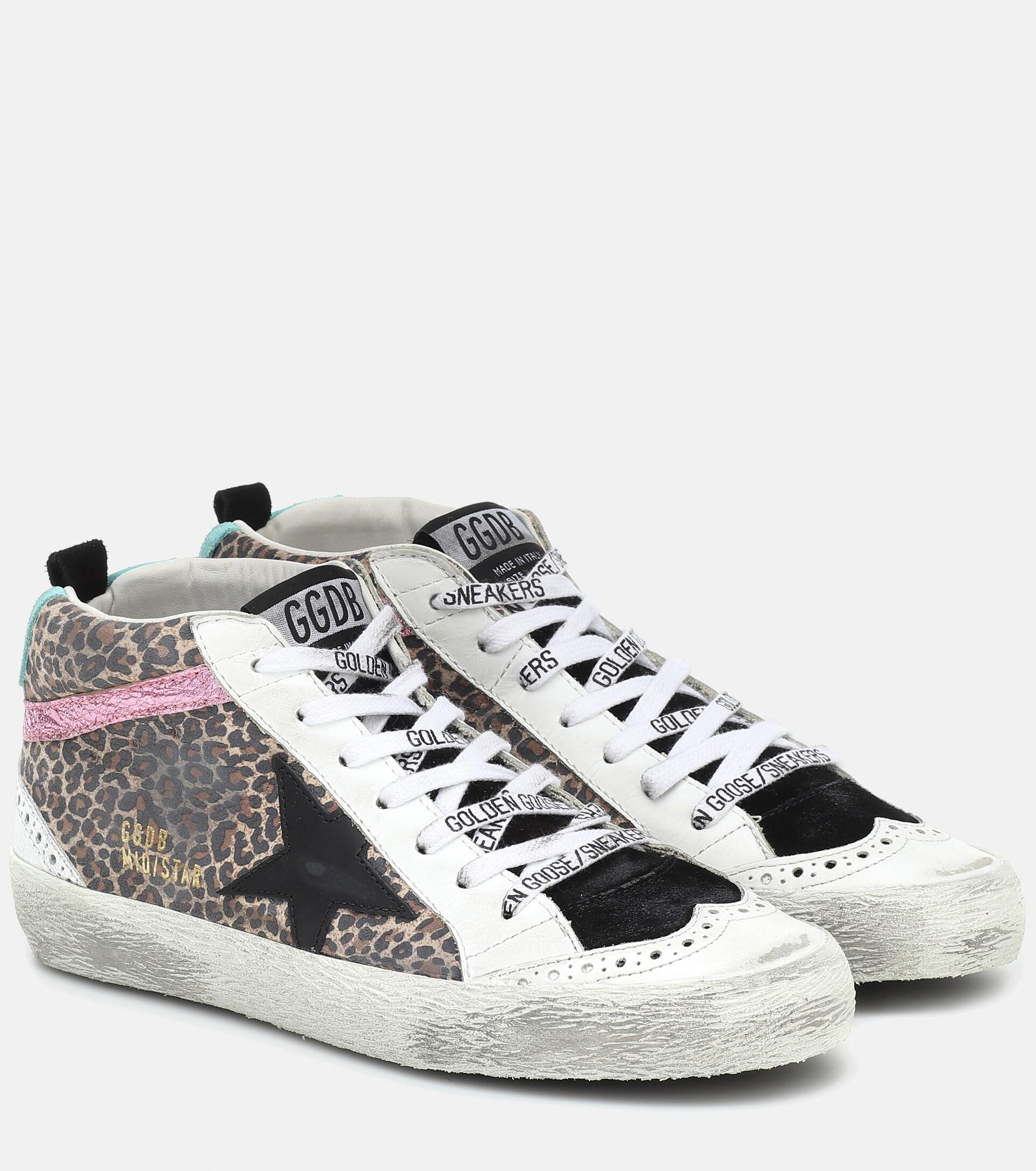 Golden Goose Mid Star Leopard-print Sneakers | Lyst