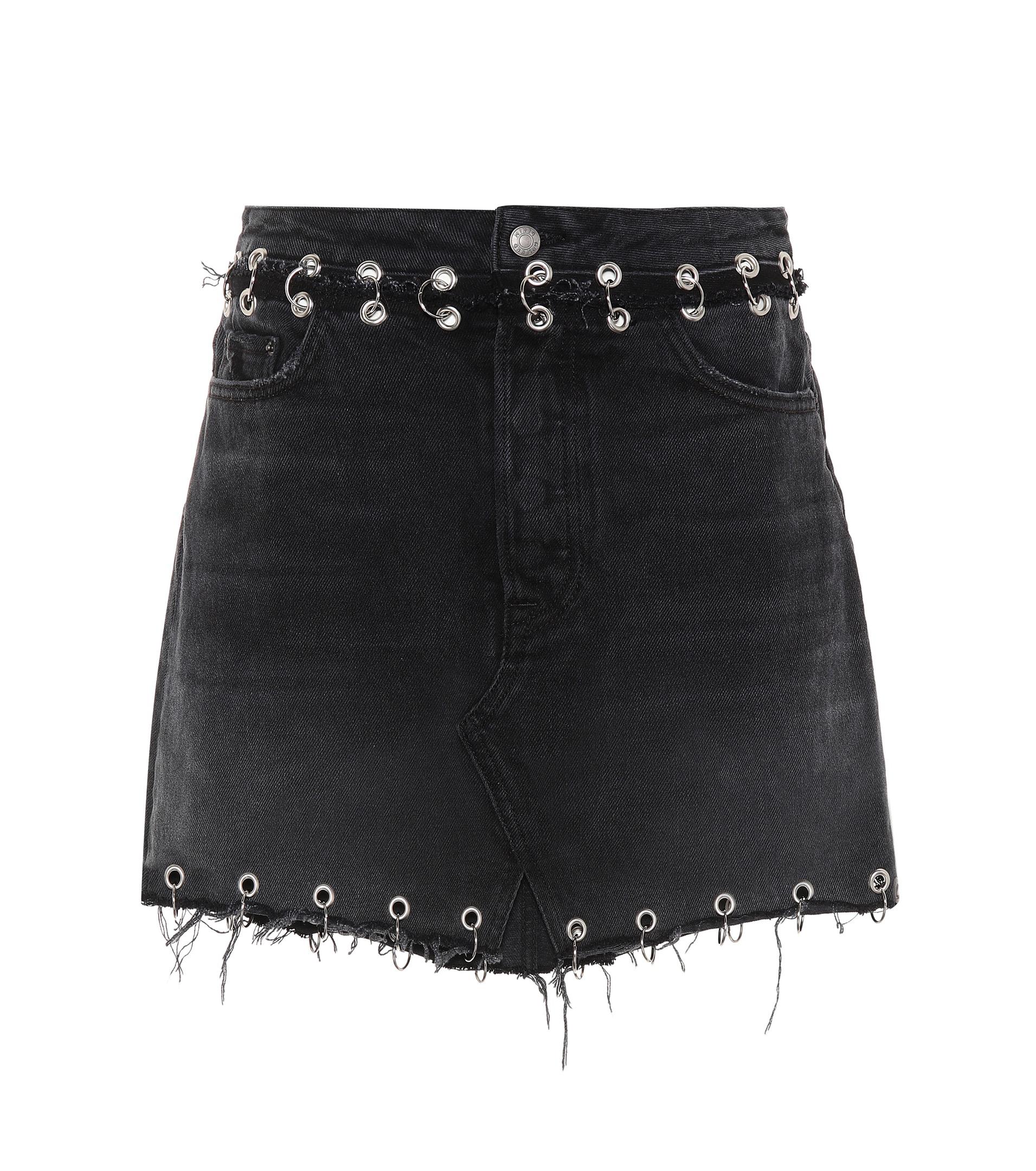 GRLFRND The Milla Embellished Denim Skirt in Black - Lyst