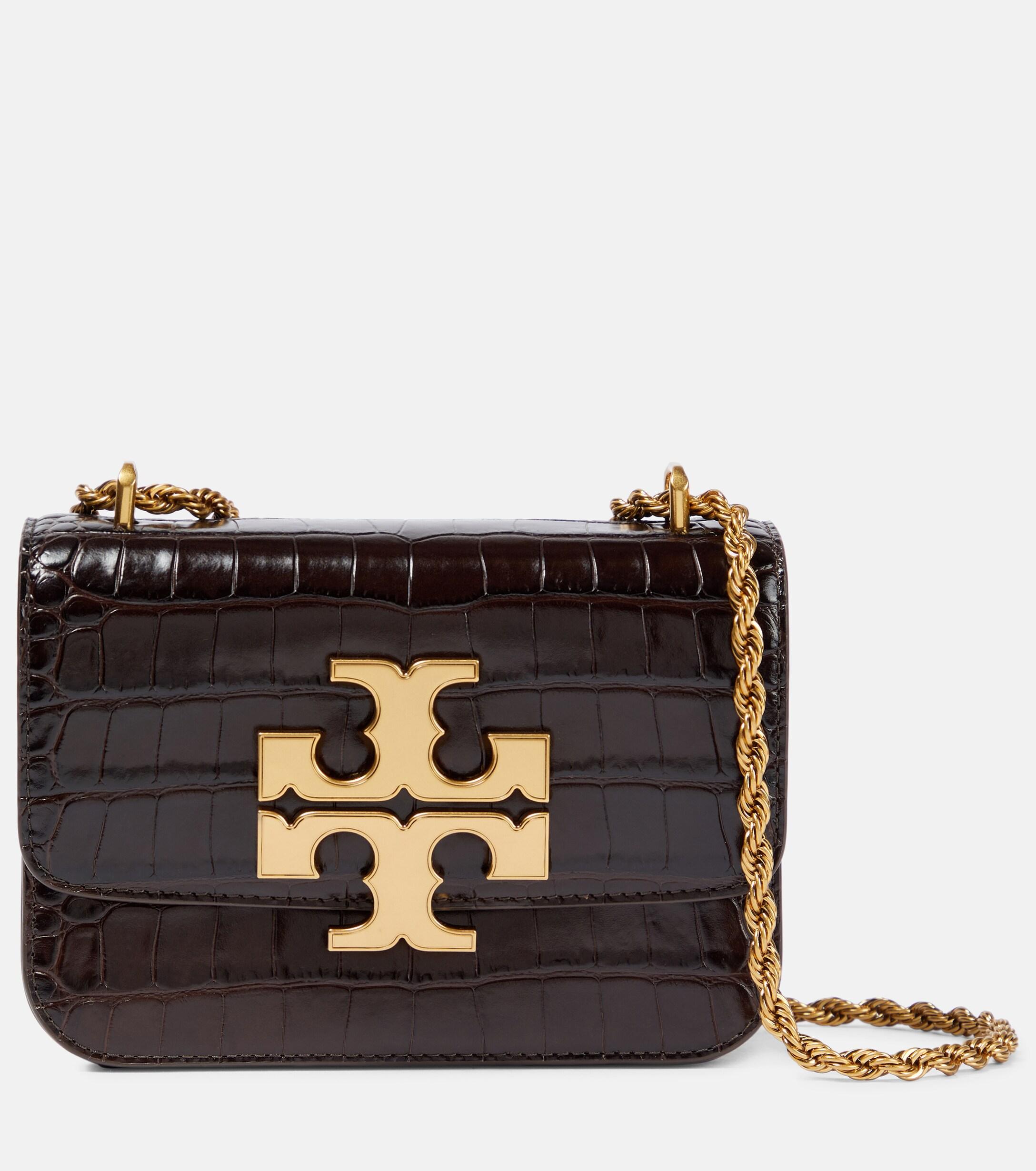 Tory Burch Eleanor Croc-effect Leather Shoulder Bag in Black Lyst Canada