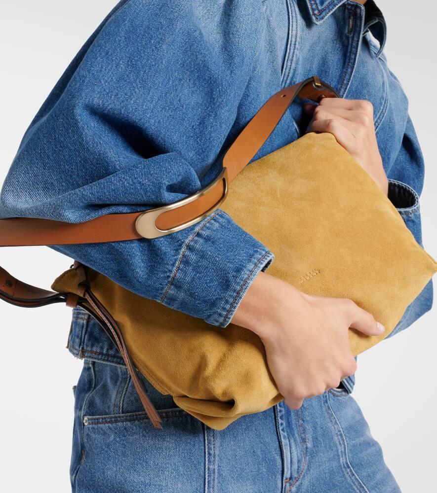 Isabel Marant Schultertasche Leyden aus Veloursleder in Mettallic
