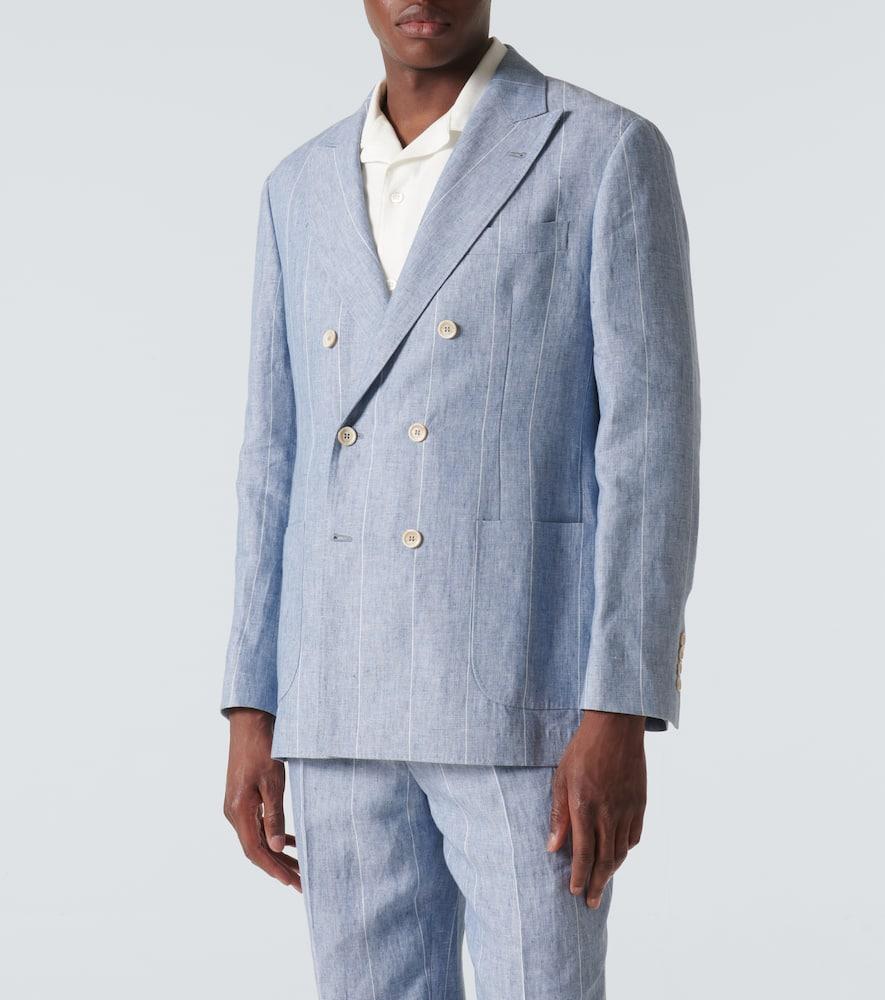 Brunello Cucinelli Striped Double-Breasted Linen Suit in