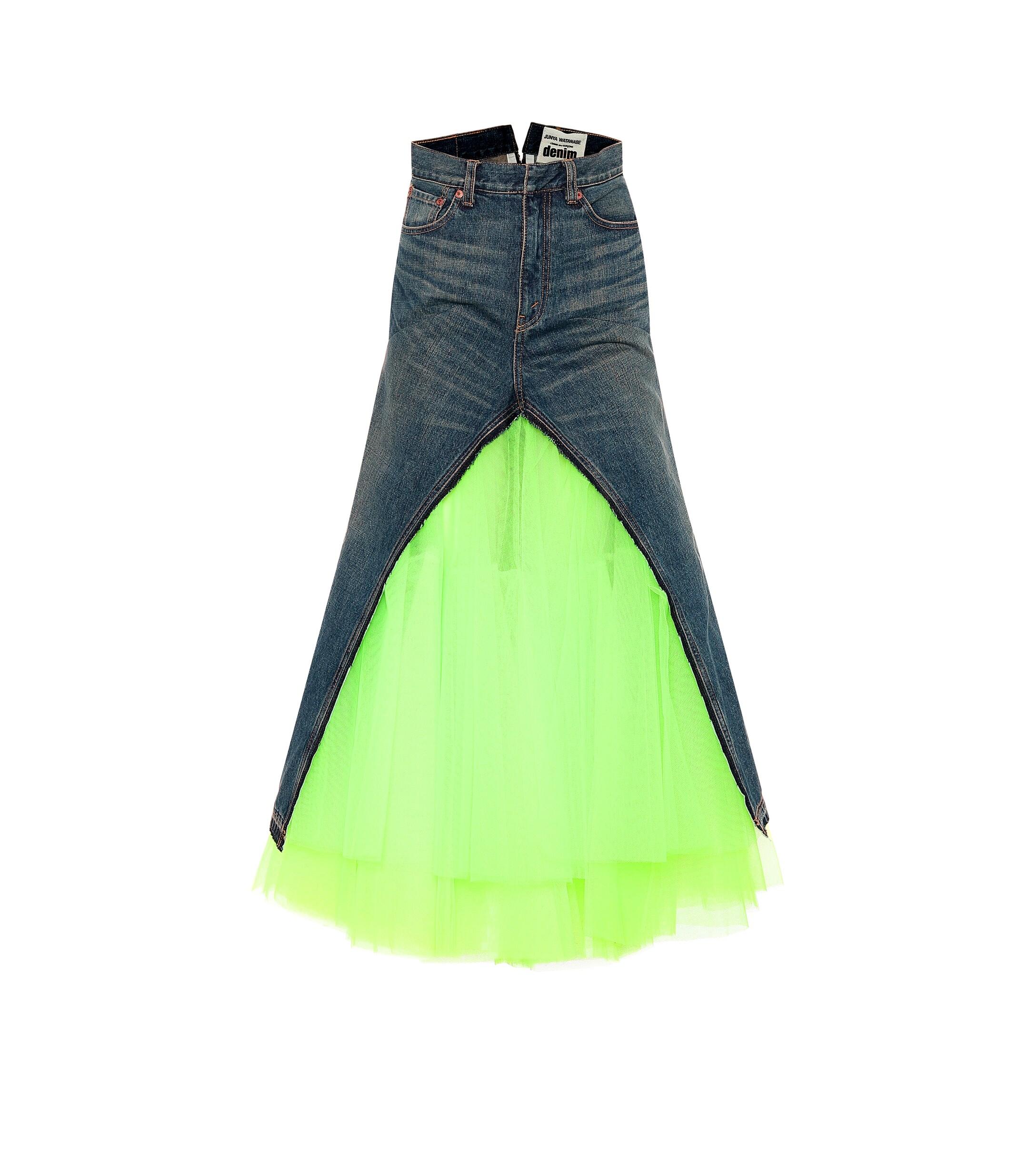 junya watanabe denim tulle skirt