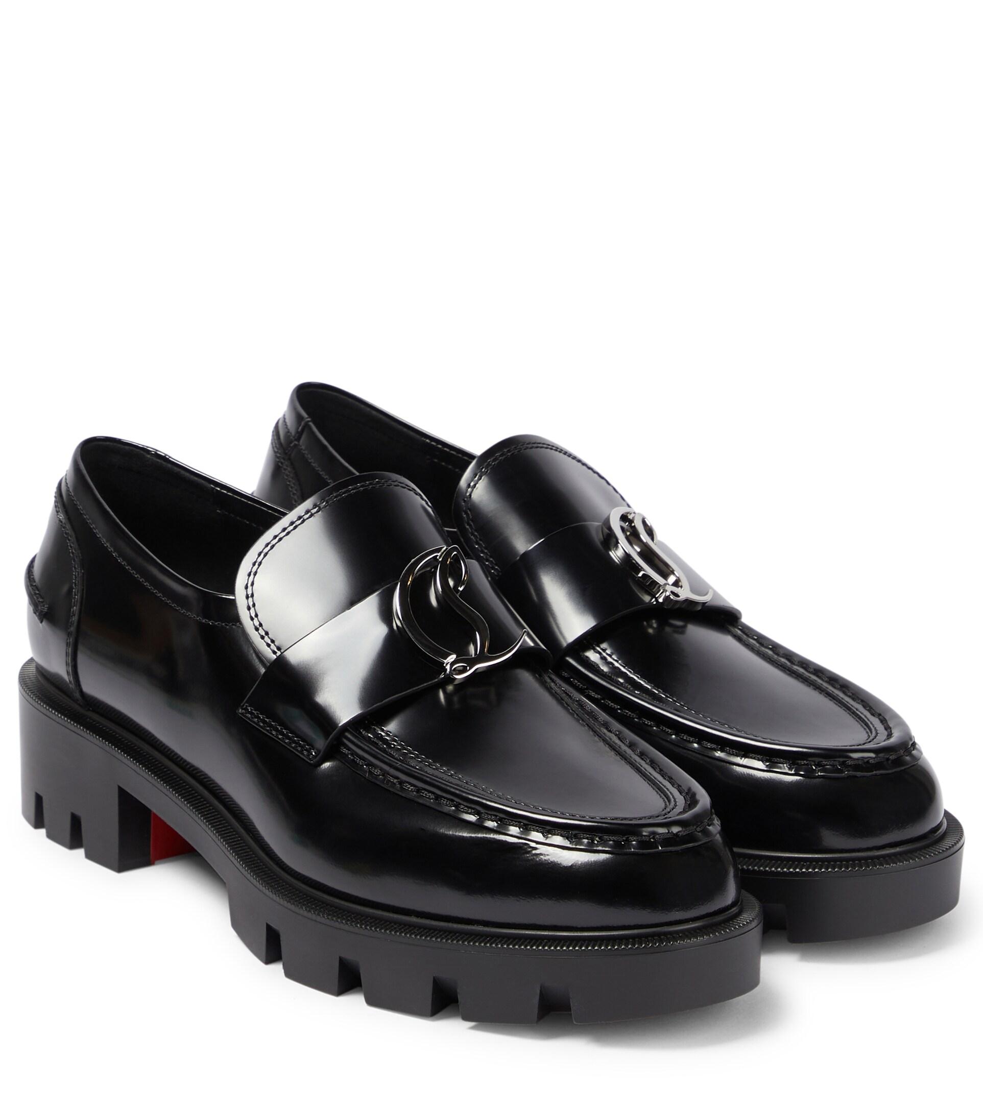 Christian Louboutin Cl Moc Lug Leather Loafers in Black | Lyst