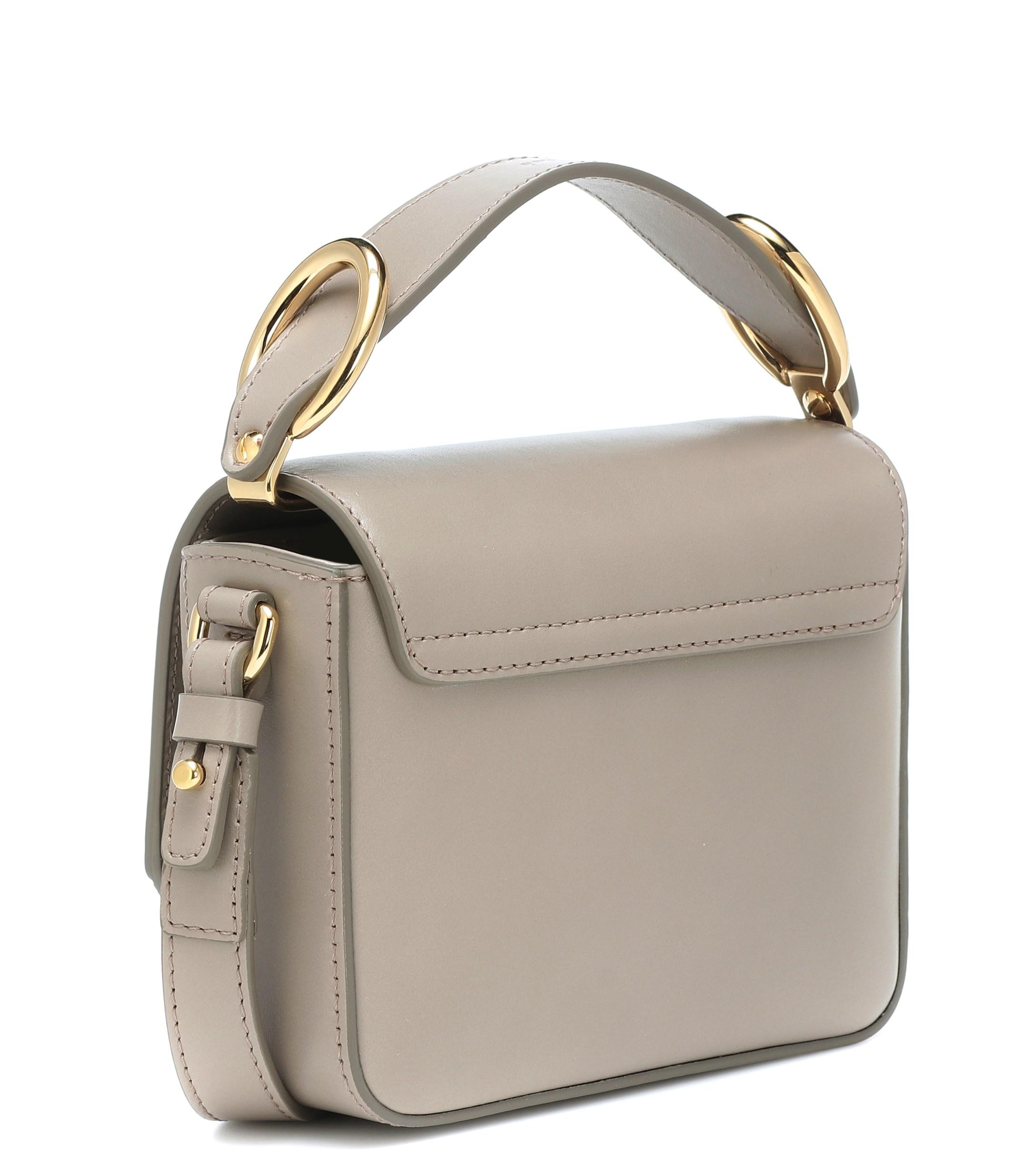 Chloé Small C Suede Trimmed Motty Grey Leather Shoulder Bag - MyDesignerly