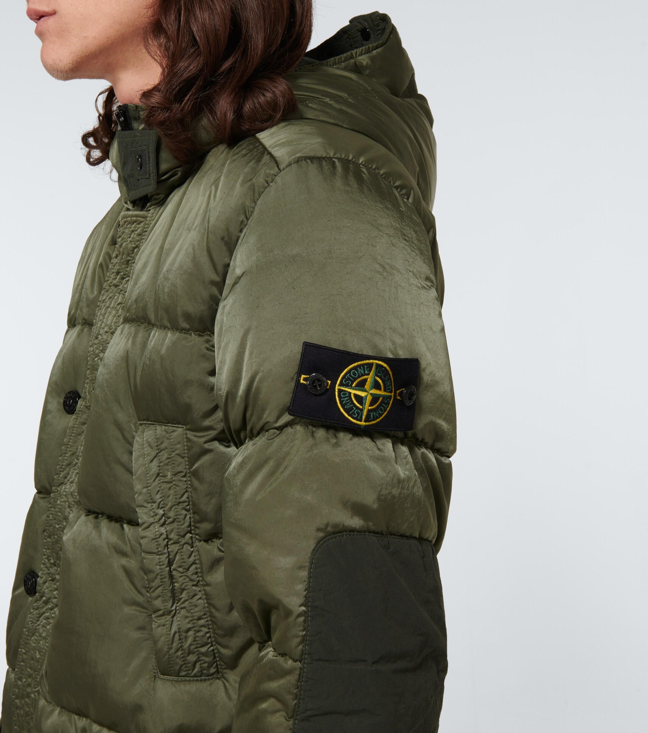 green stone island puffer jacket