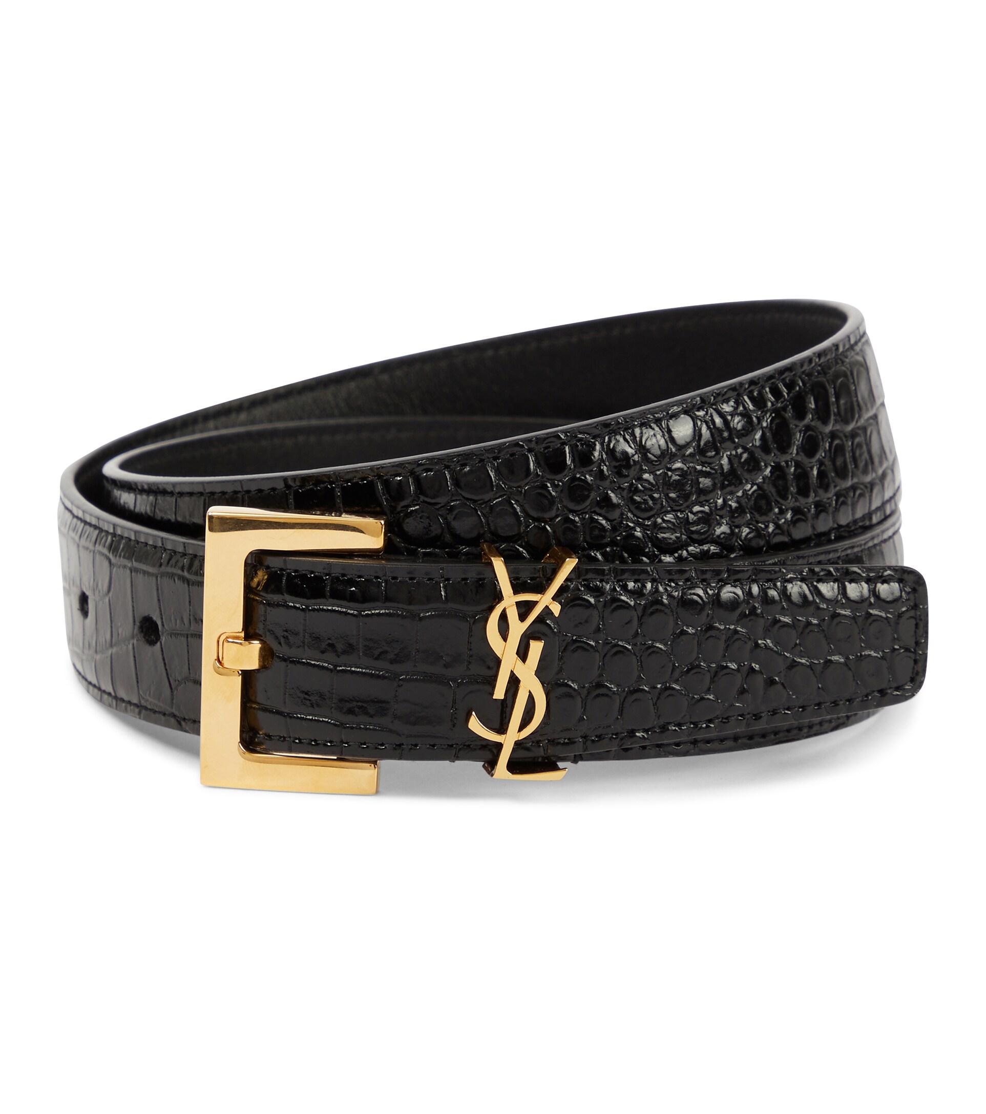 Monogram Leather Belt in Black - Saint Laurent