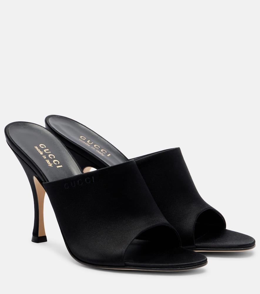 Gucci Satin Mules in Black | Lyst