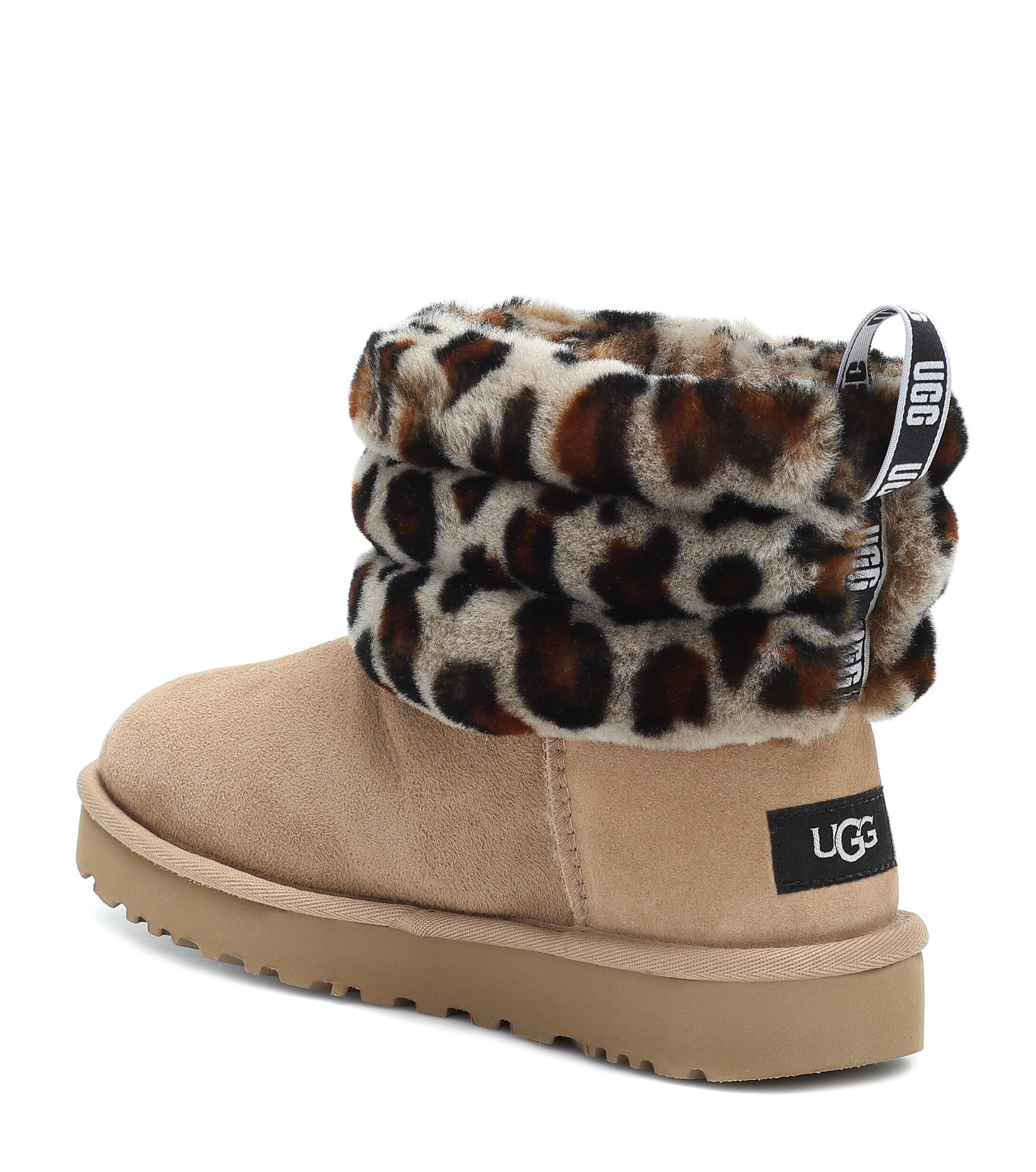 UGG Fluff Mini Suede Ankle Boots in Beige (Natural) - Lyst