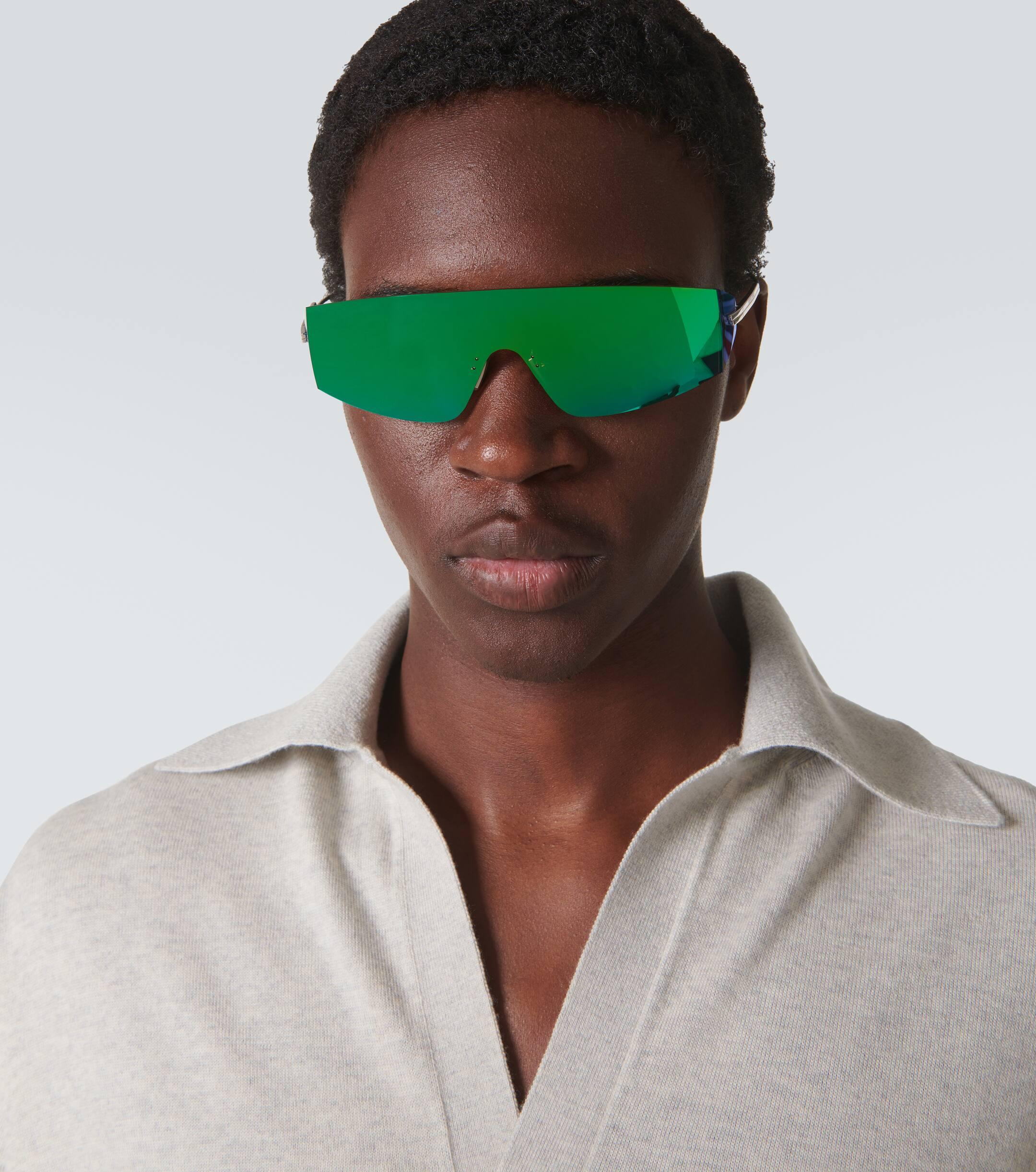 Bottega Veneta Mask Flat Top Sunglasses in Green for Men Lyst UK