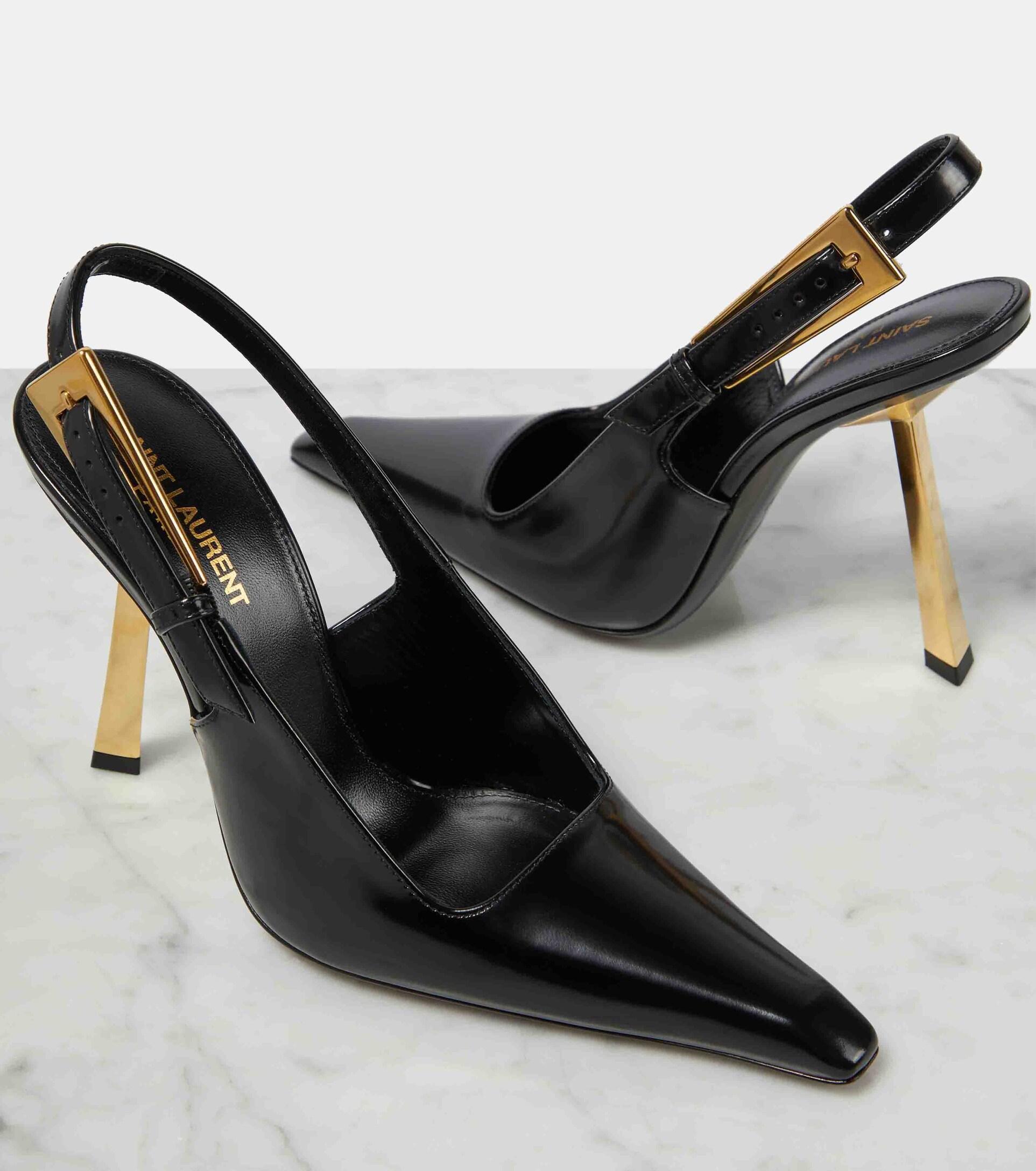 Saint Laurent Lee 110mm Slingback Patent Leather Pumps - Black