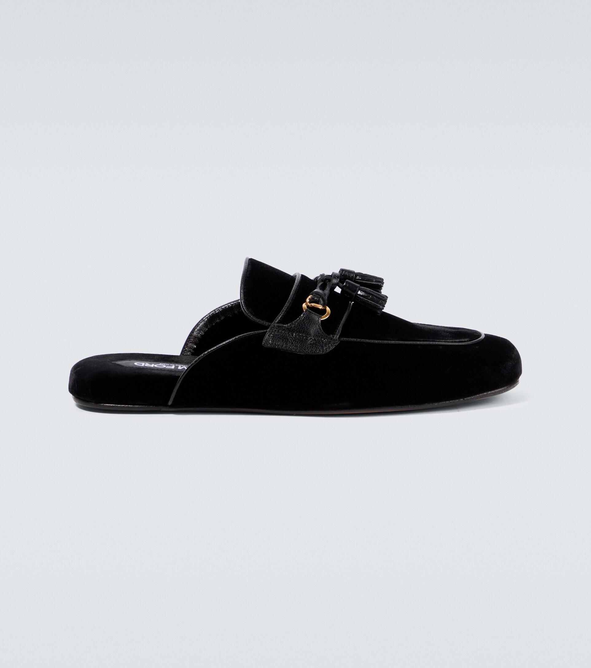 Tom Ford Velvet Moccasin Slippers in Black for Men | Lyst