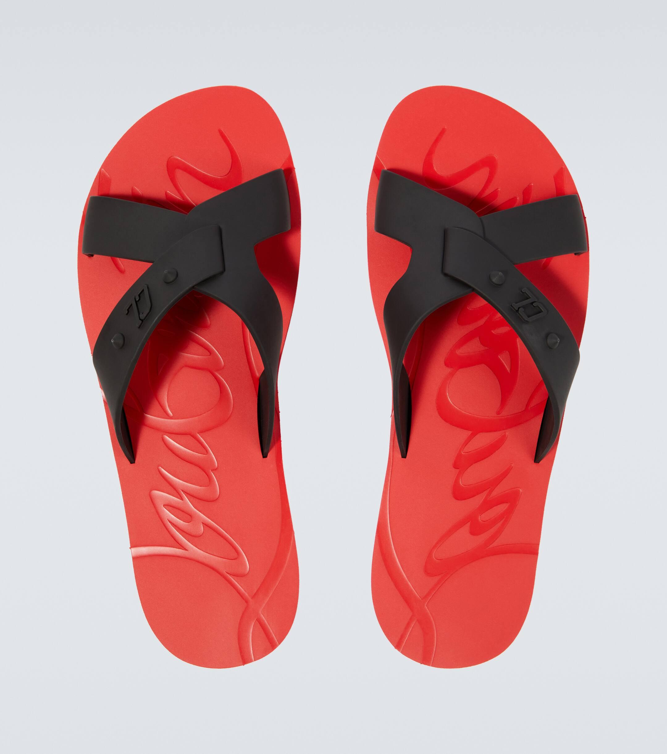 Christian Louboutin Loubi Cross Rubber Slides in Red for Men Lyst UK