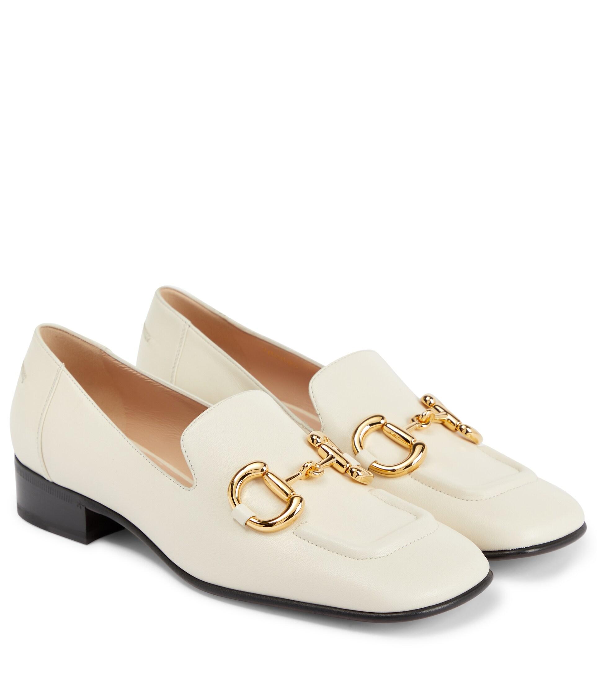 Gucci Horsebit Leather Loafers in White | Lyst